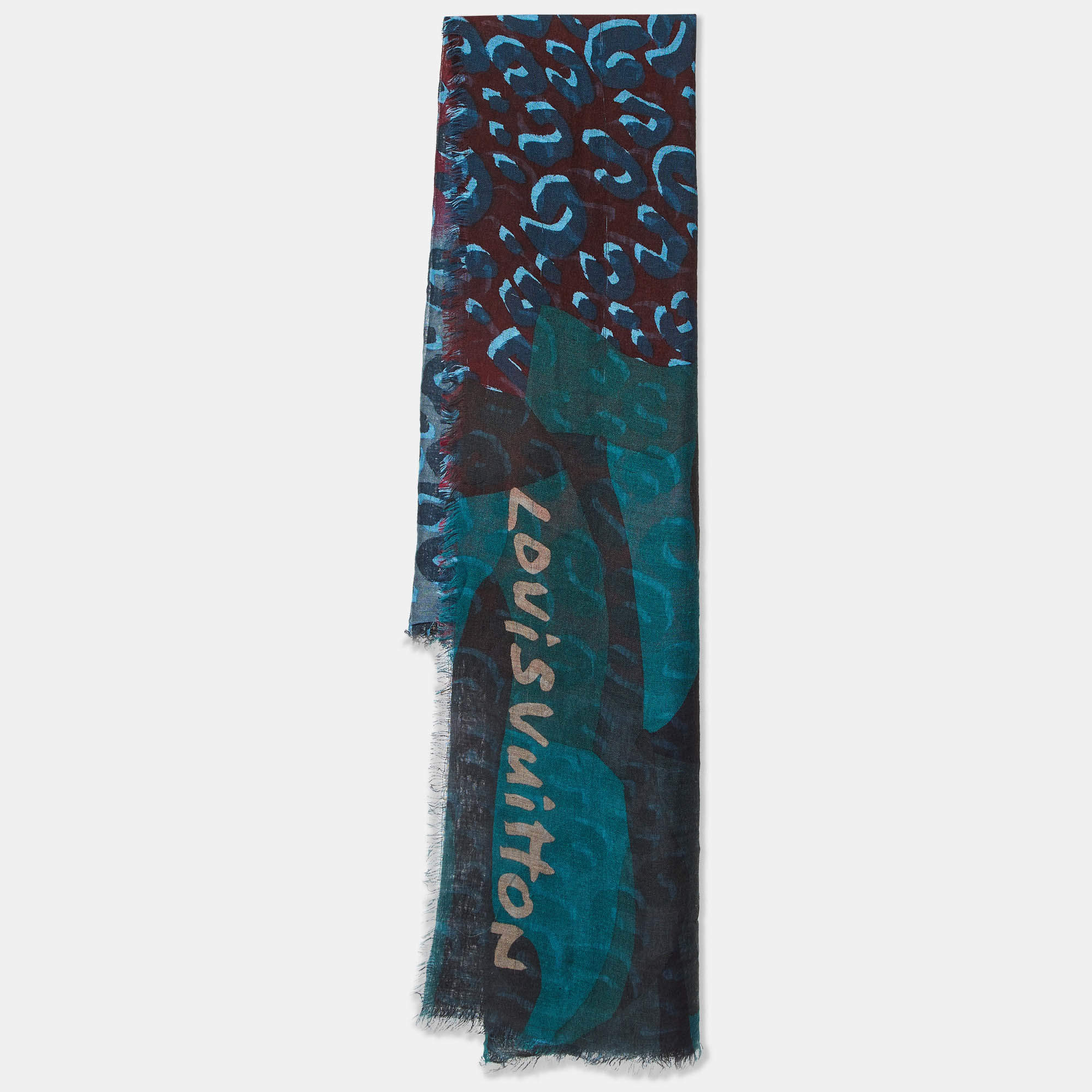 Pre Owned Louis Vuitton Multicolor Leopard Print Cashmere & Silk Scarf