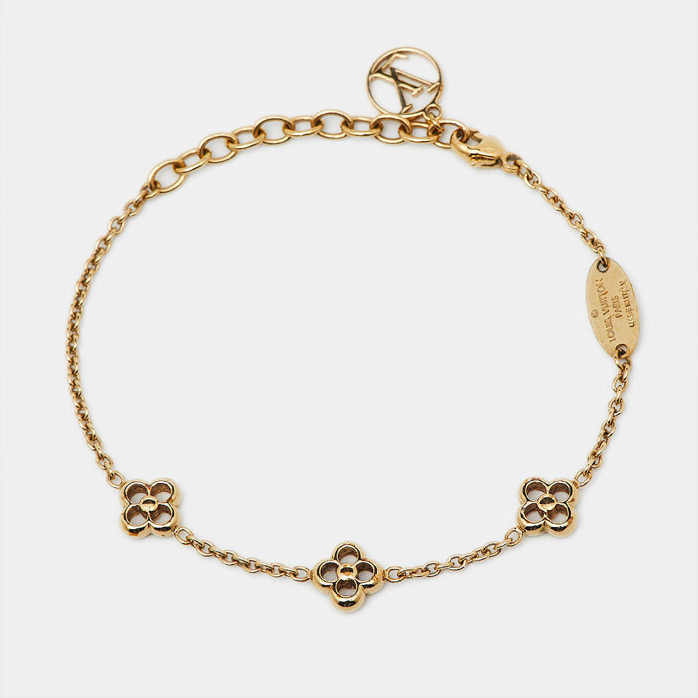 مملوكة مسبقًا Louis Vuitton Flower Full Gold Tone Station Bracelet