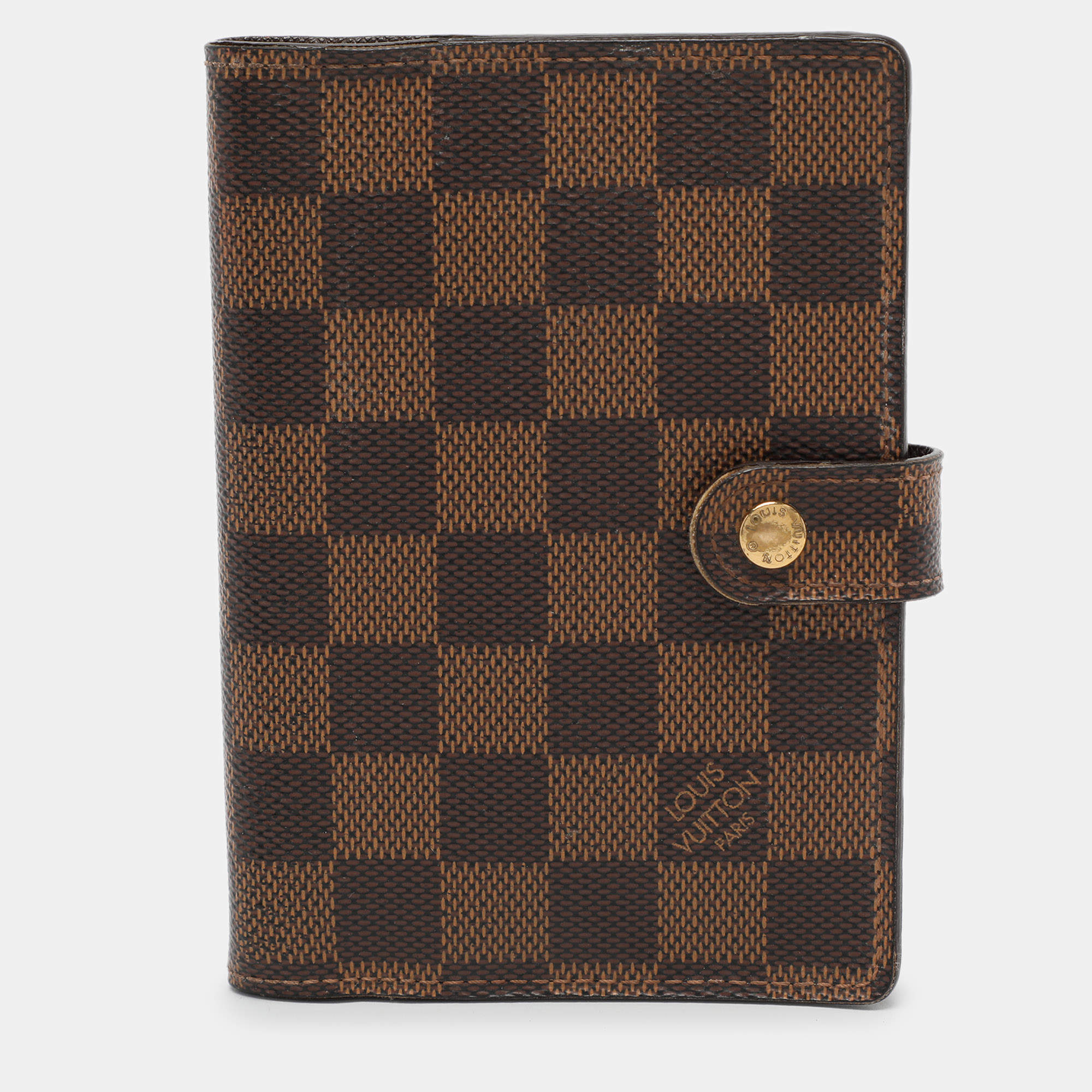 Pre Owned Louis Vuitton Damier Ebene Canvas Ring Agenda Cover