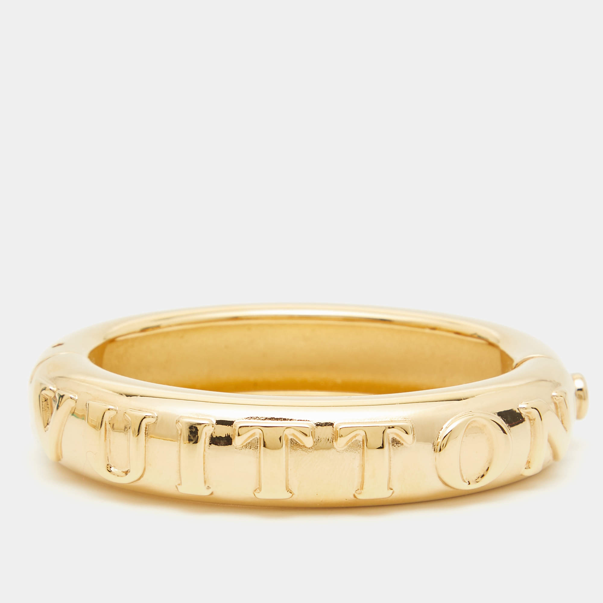 Louis Vuitton Family Debossed Signature Gold Tone Bracelet