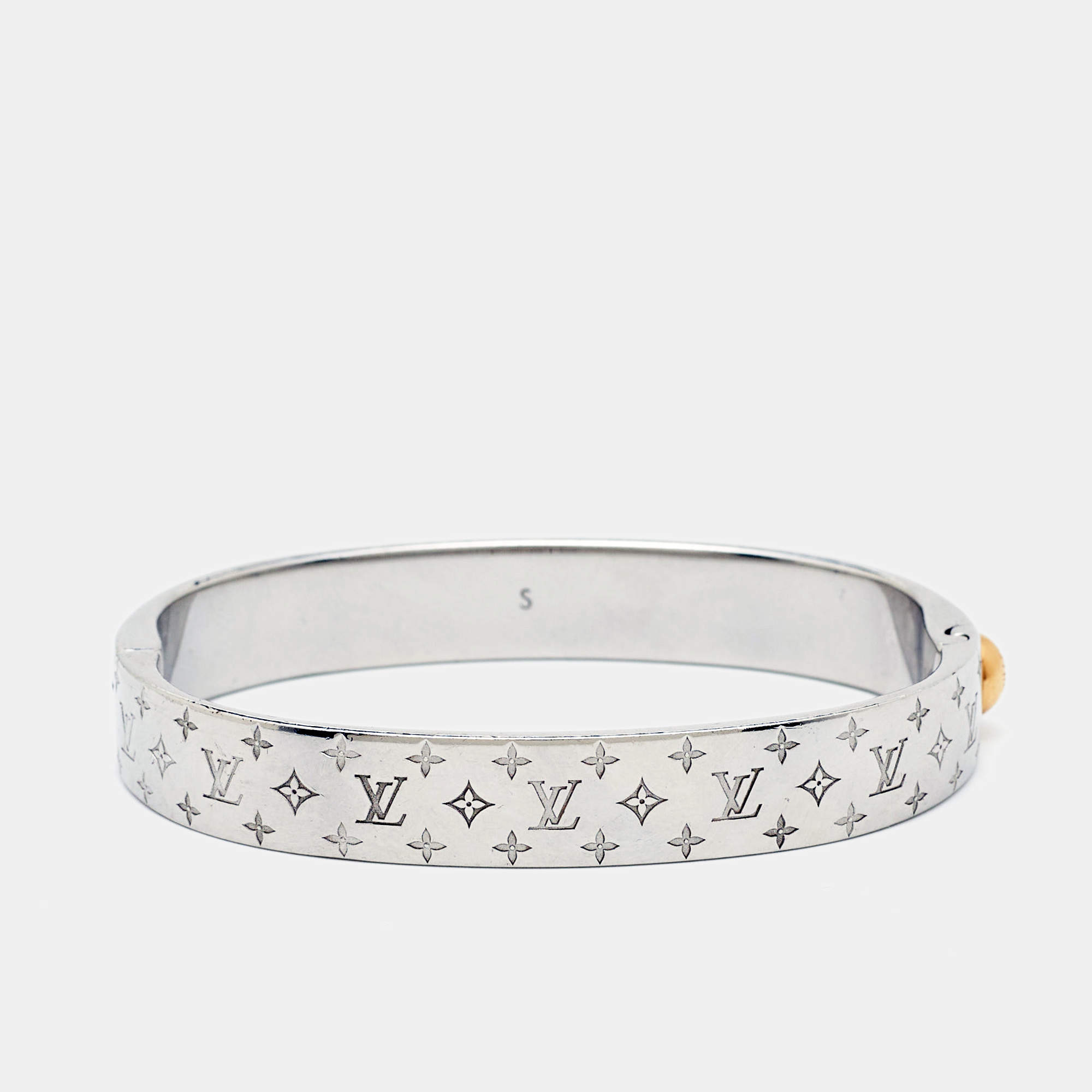 Louis Vuitton Nanogram Two Tone Cuff Bracelet S