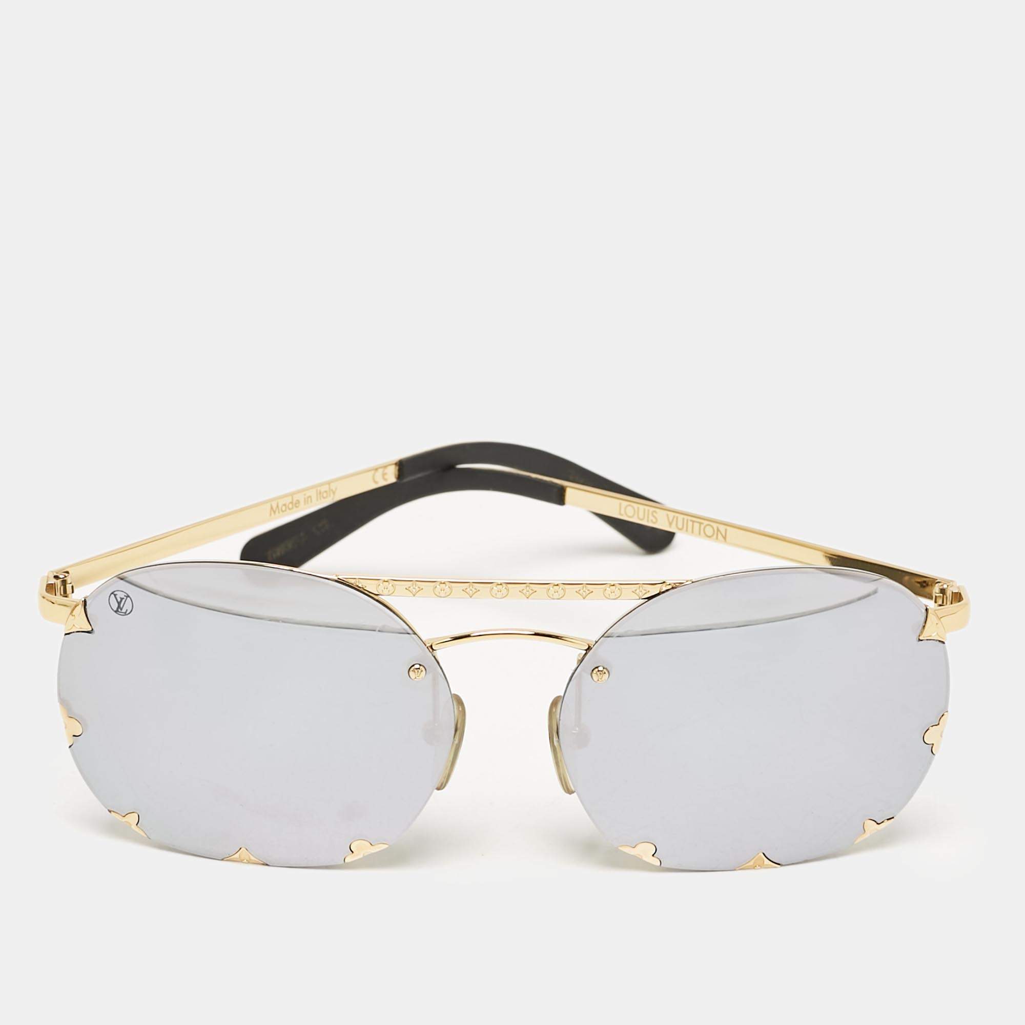 Pre Owned Louis Vuitton Grey Mirrored Z0959U Diva Round Sunglasses