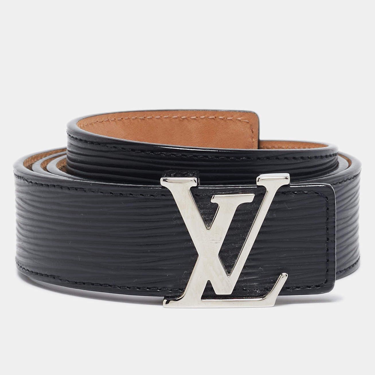 LOUIS VUITTON ブラックレザーベルト 85cm Louis Vuitton Belt - 85 cm