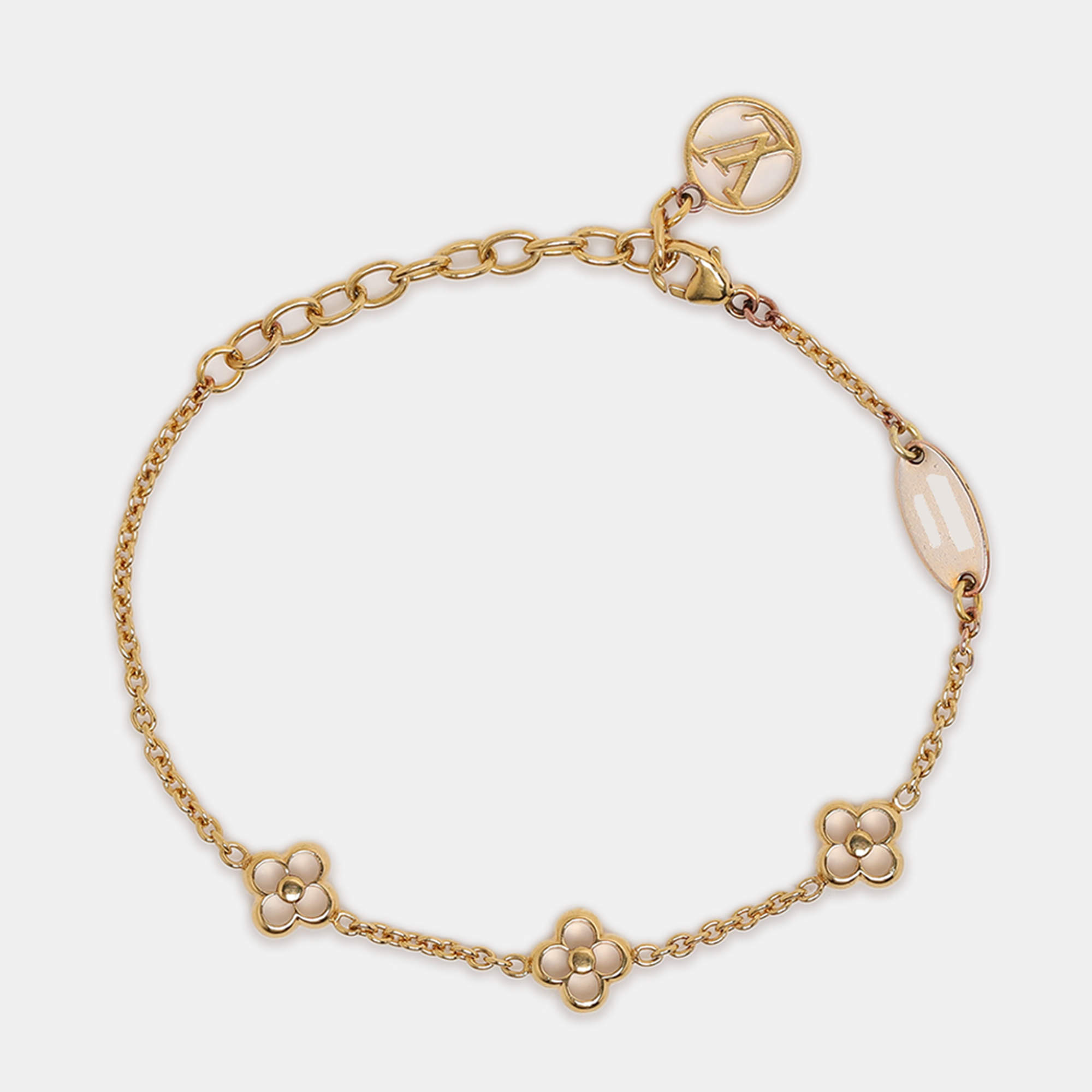 Louis Vuitton Flower Full Gold Tone Station Bracelet