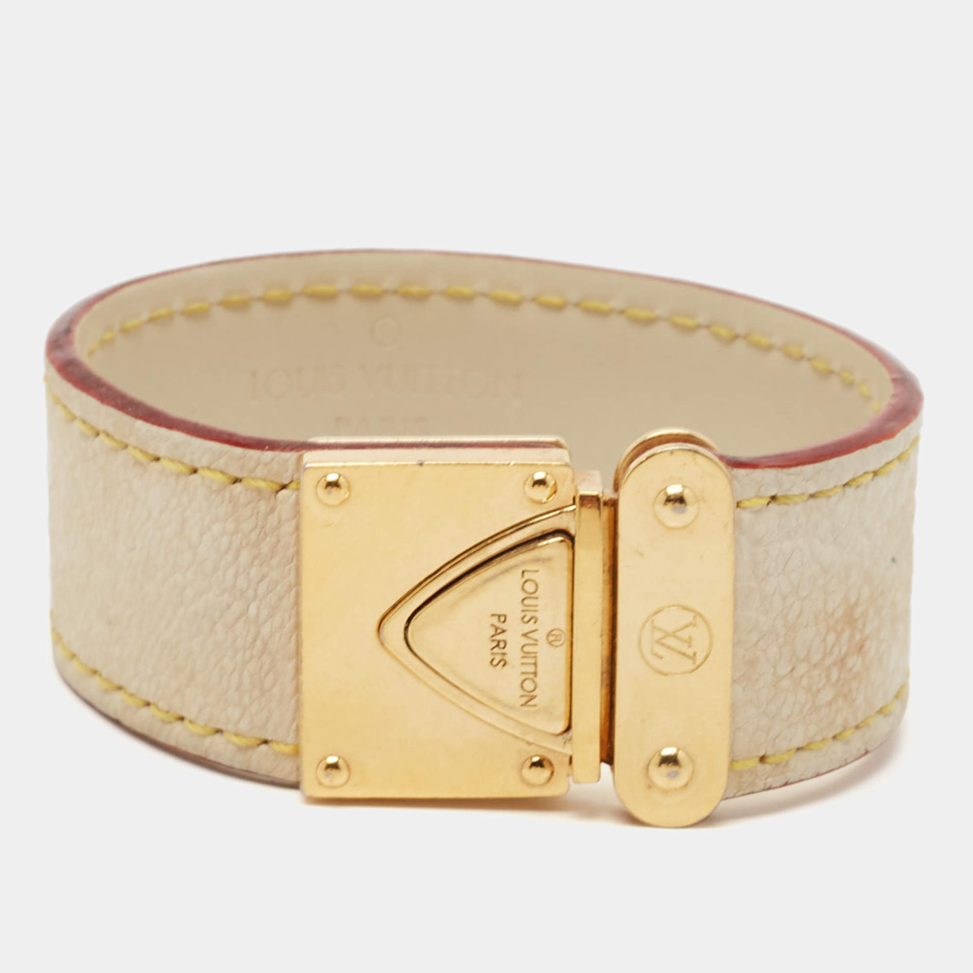 Louis Vuitton Koala Leather Gold Tone Bracelet S