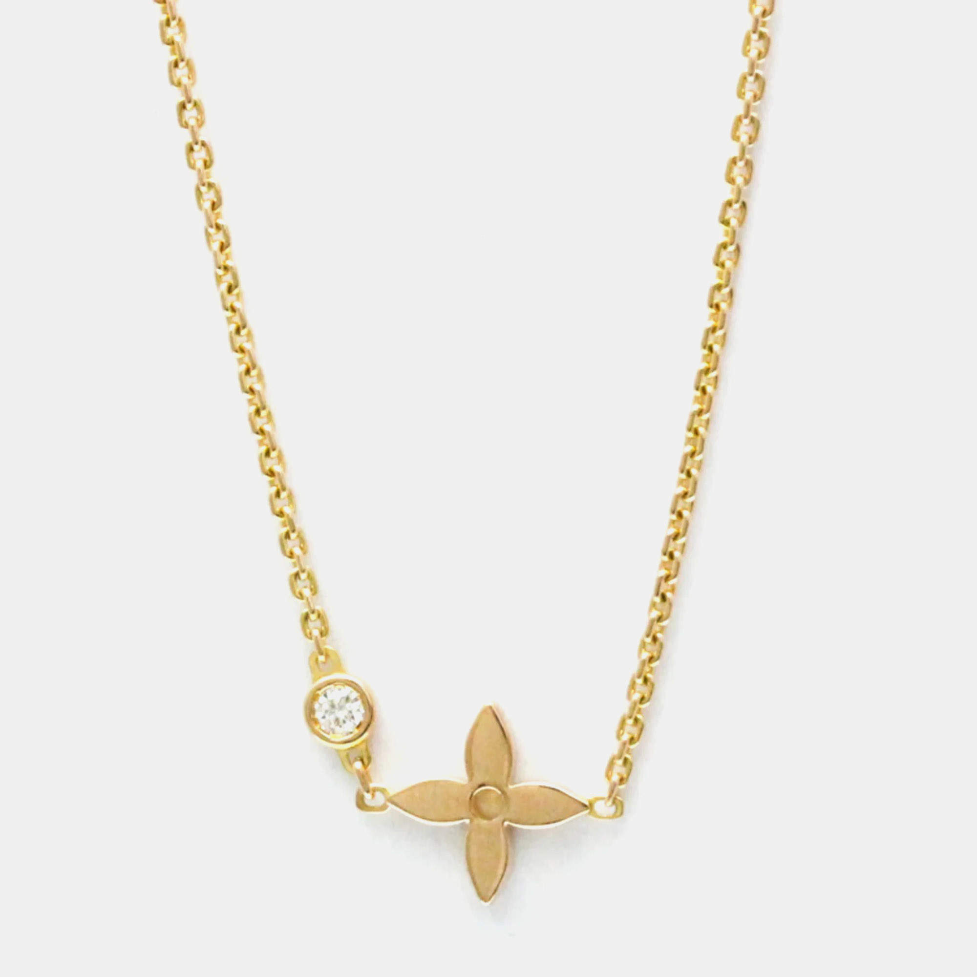 Louis Vuitton 18K Rose Gold and Diamond Monogram Idylle Pendant Necklace