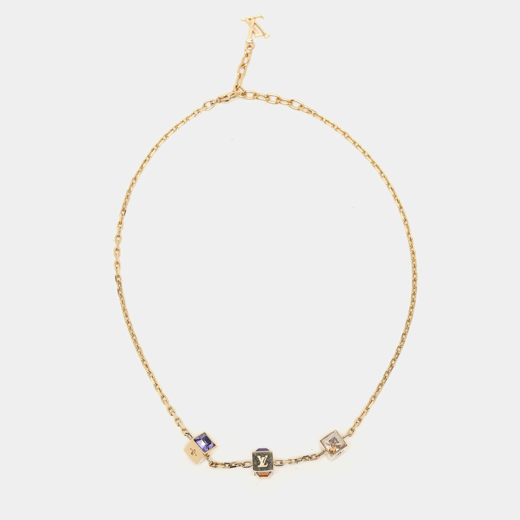 Pre Owned قلادة لويس فيتون معدن باللون الذهبي كريستال غامبل