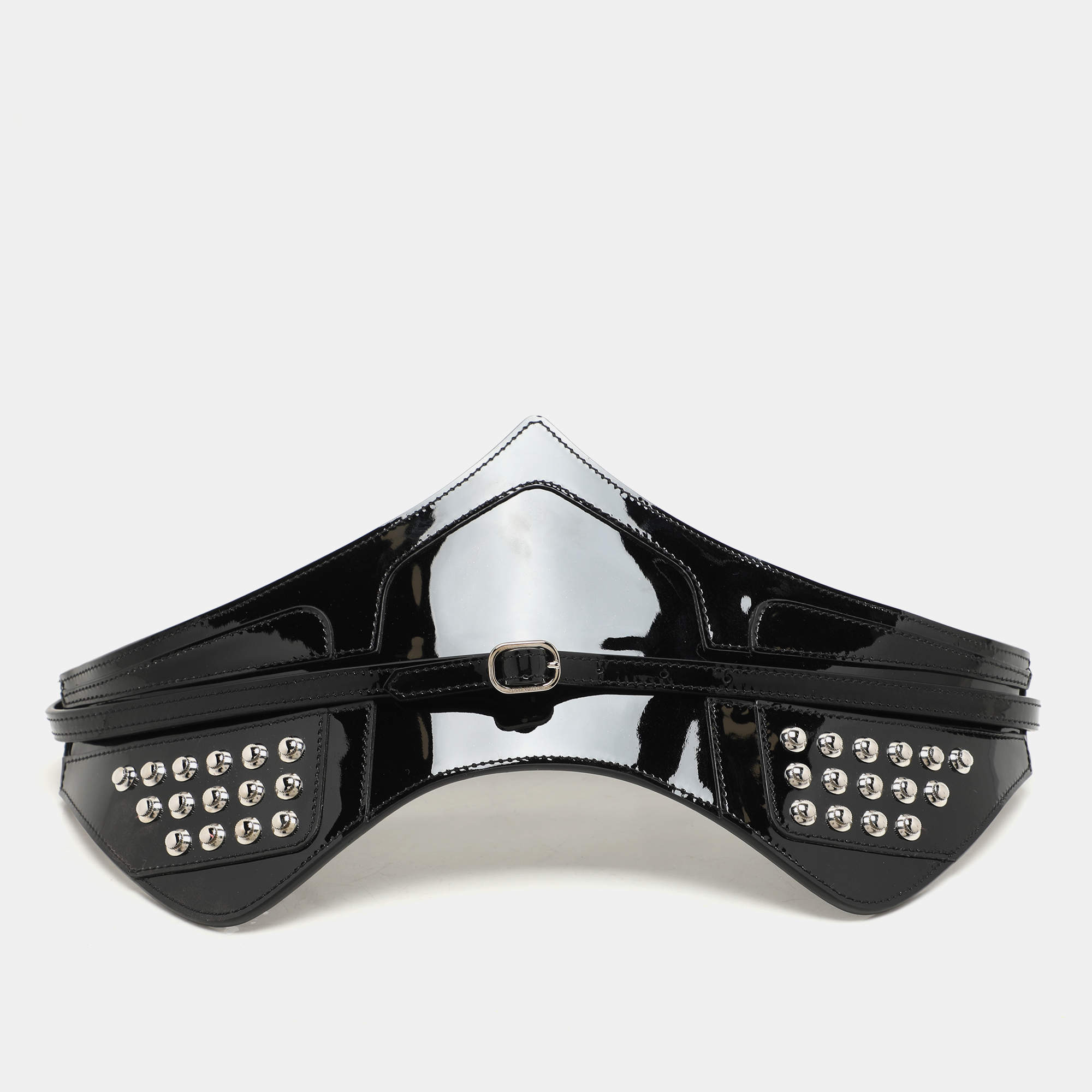 Louis Vuitton Black Vernis Leather Louise Corset Belt 70CM