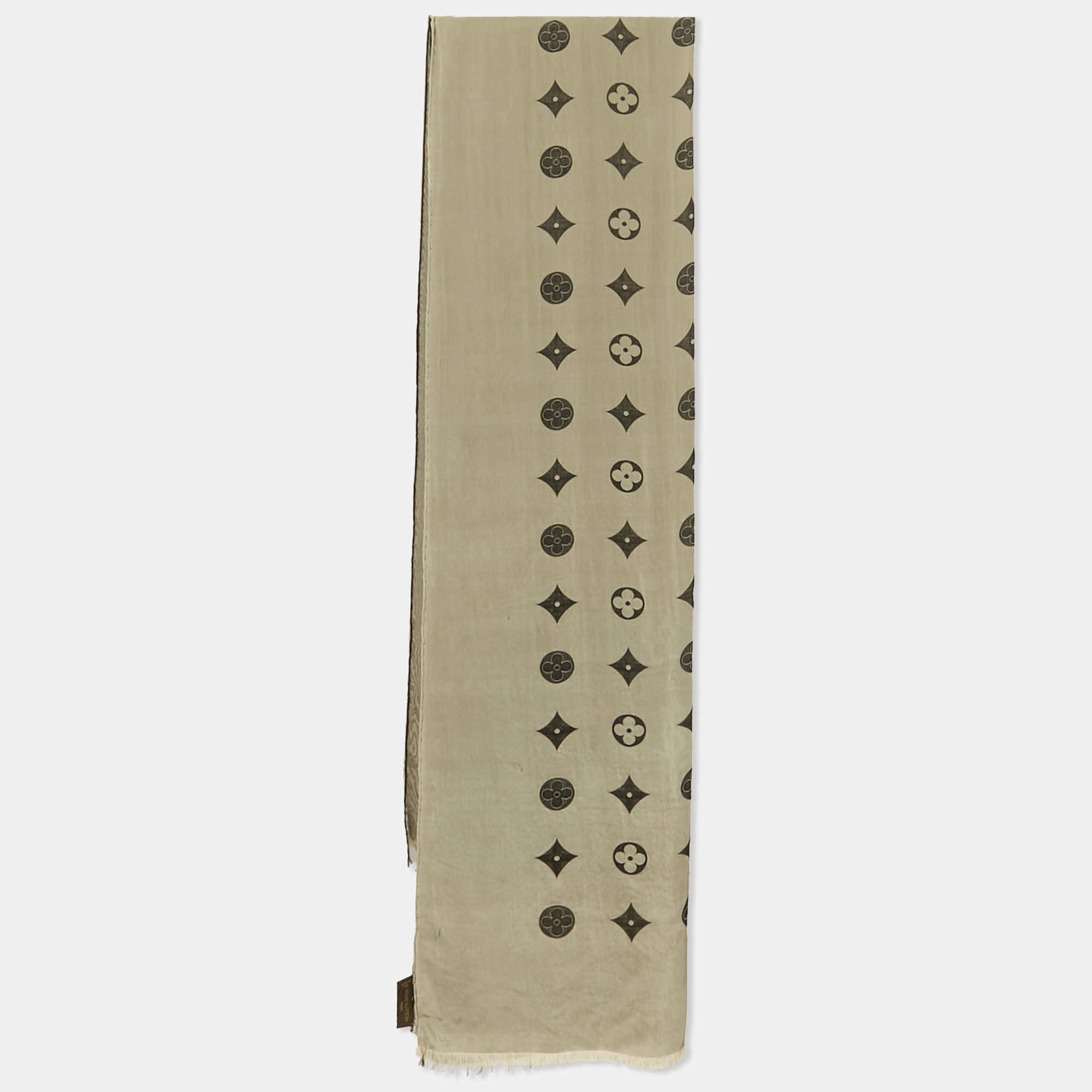 Louis Vuitton Black/Cream Monogram Silk Blend Stole