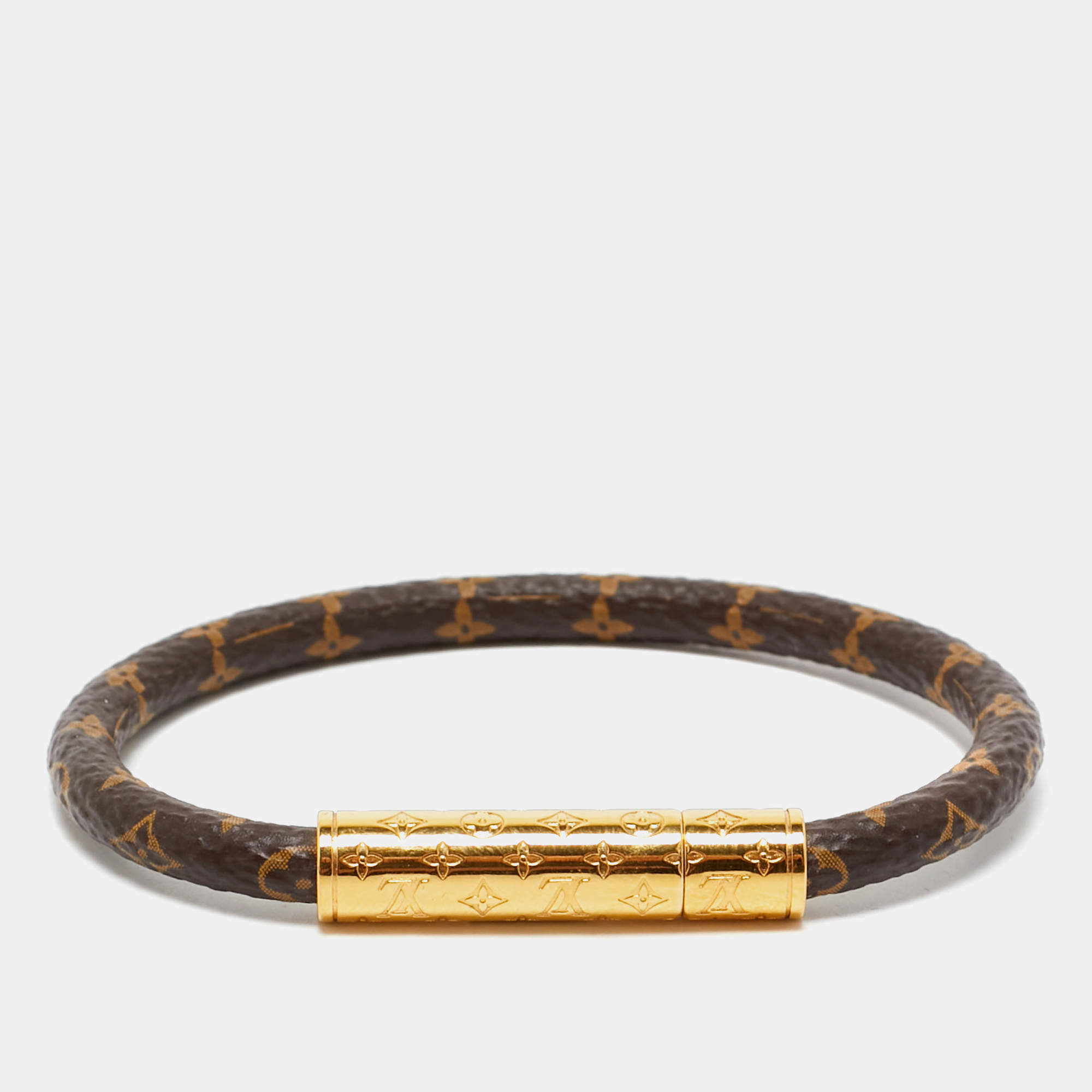 Louis Vuitton Daily Confidential Canvas Monogram Gold Tone Bracelet