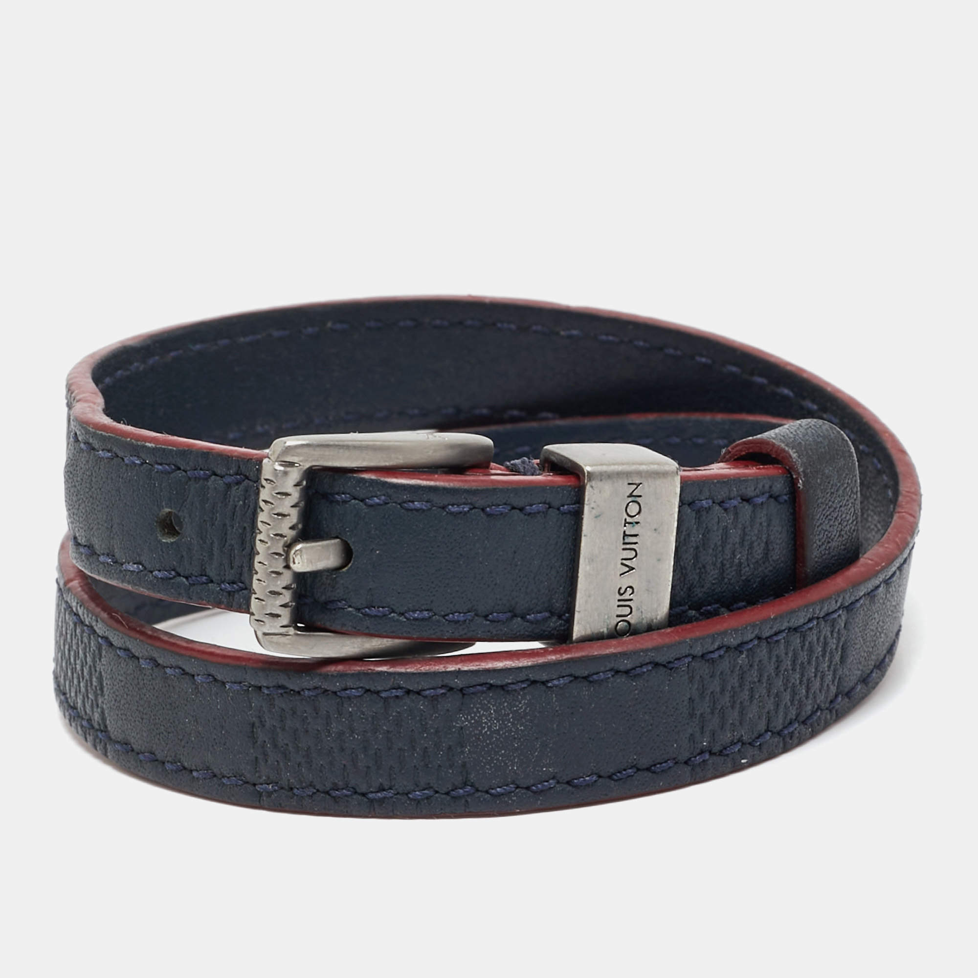 مملوكة مسبقًا سوار لويس فيتون دامييه جلد باللون الفضي دا بل تور 19