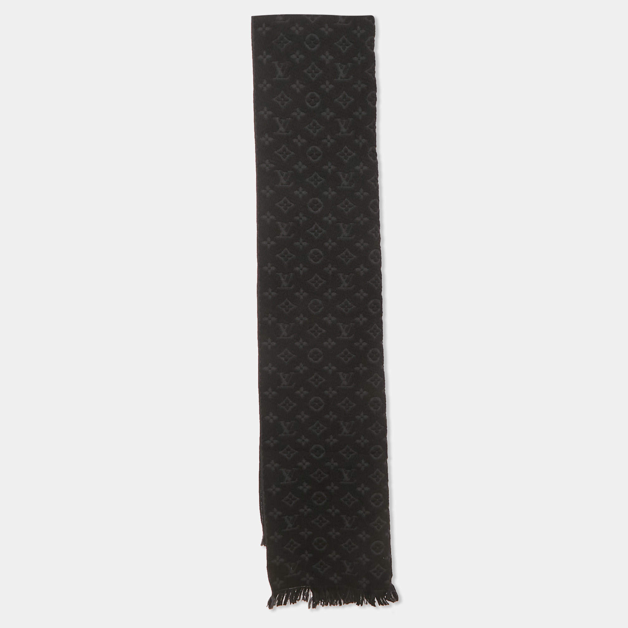 Pre Owned Louis Vuitton Black Gradient Wool Scarf