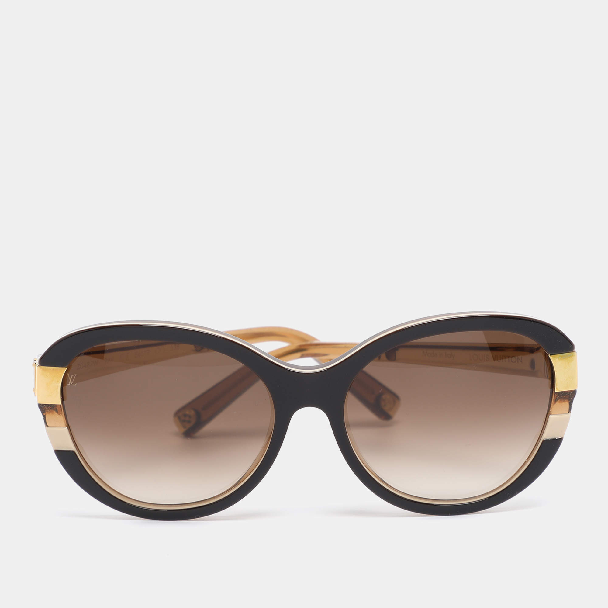 Pre Owned Louis Vuitton Gold Tone/ Brown Gradient Z0487W Petit Soupcon Cat Eye Sunglasses