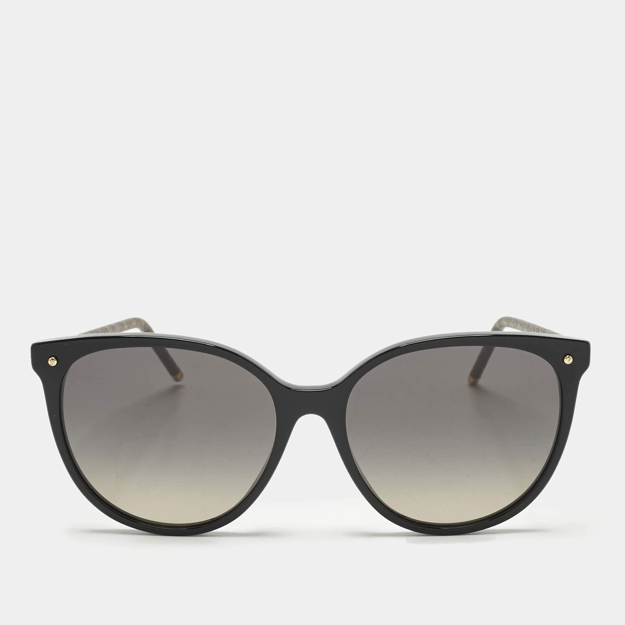 Pre Owned نظارة شمسية لوي فيتون فيرست راوند LV تدرج أسود بنقش مونوغرام