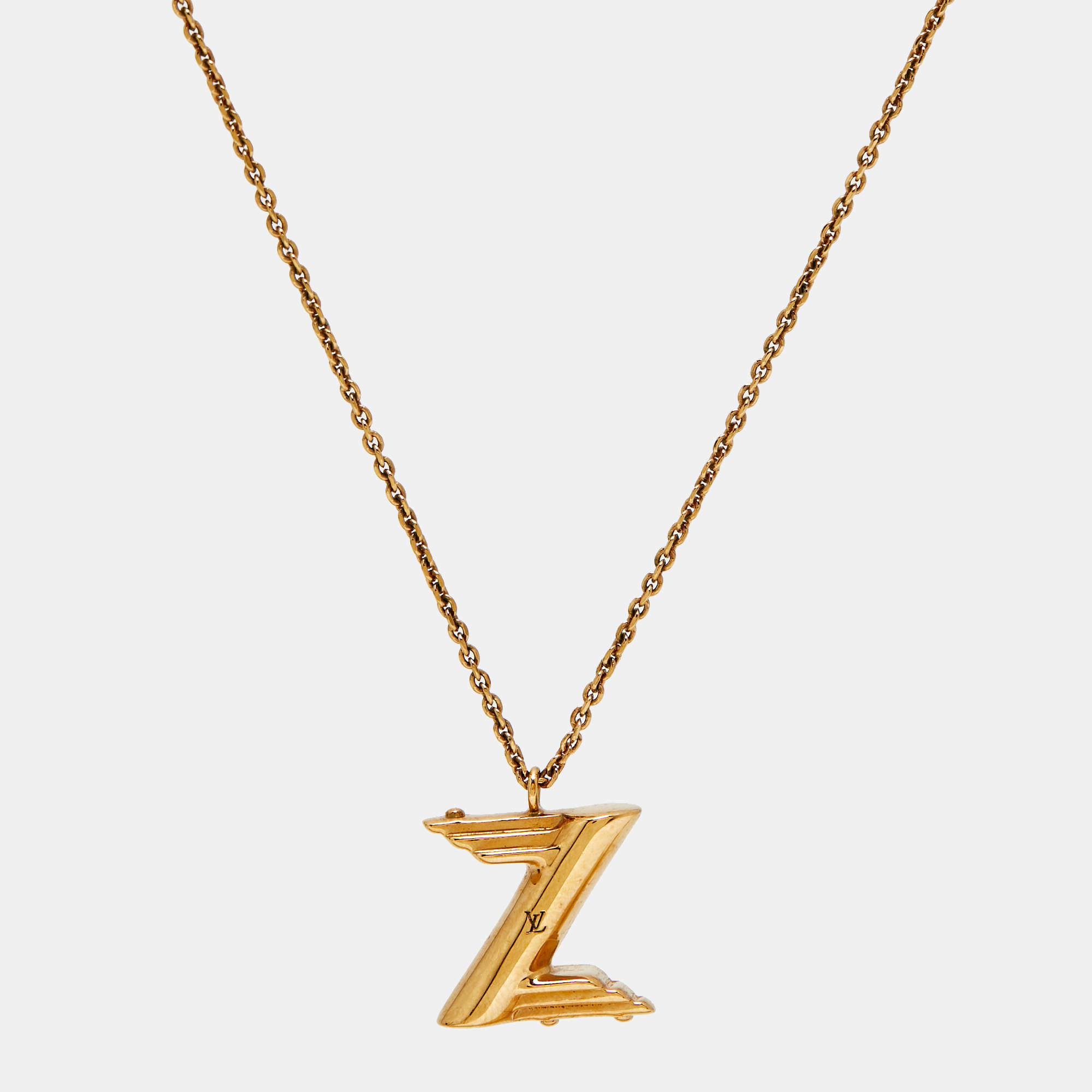 Pre Owned Louis Vuitton LV & Me Letter Z Gold Tone Necklace
