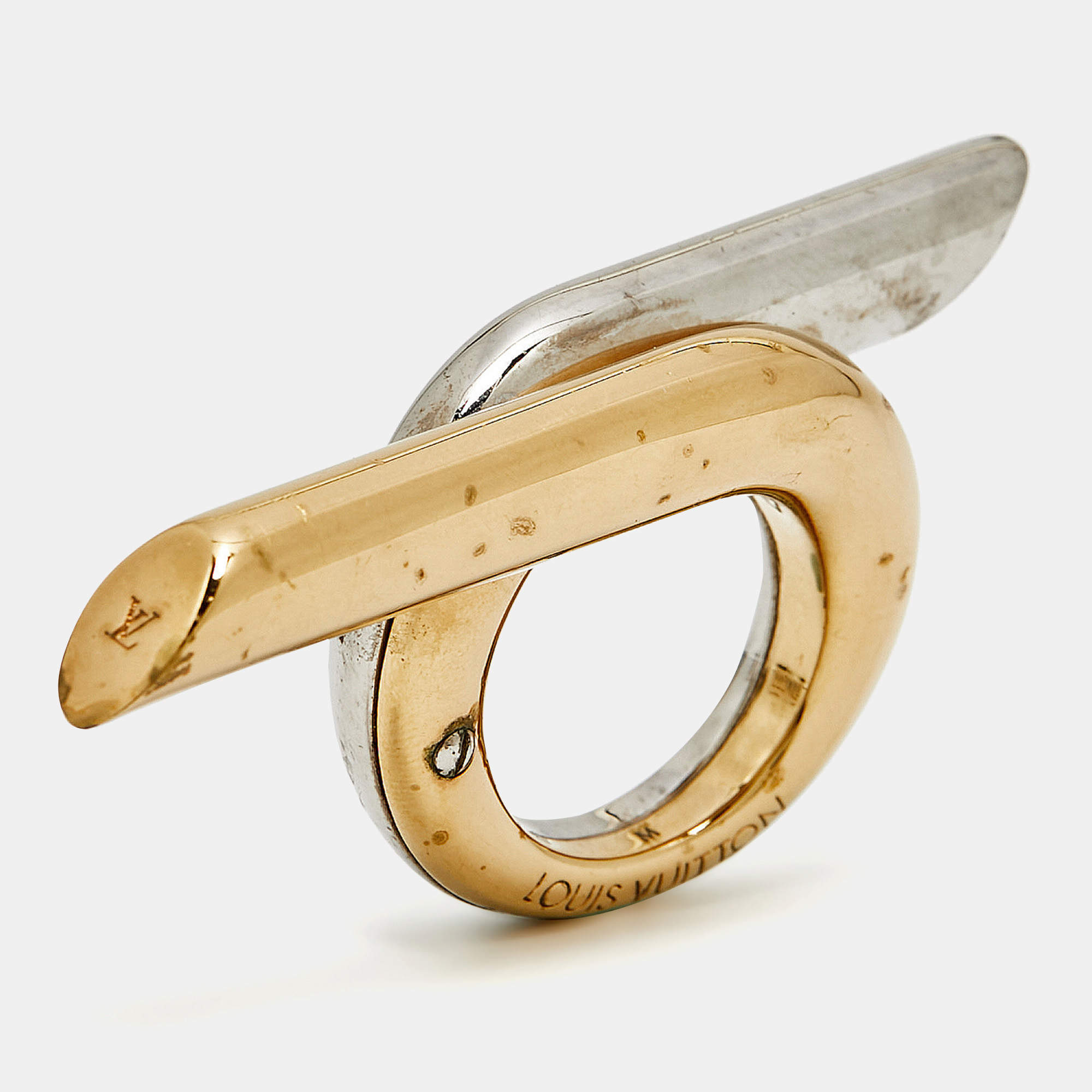 مملوكة مسبقًا Louis Vuitton Twist Two Tone Metal Ring Size 54