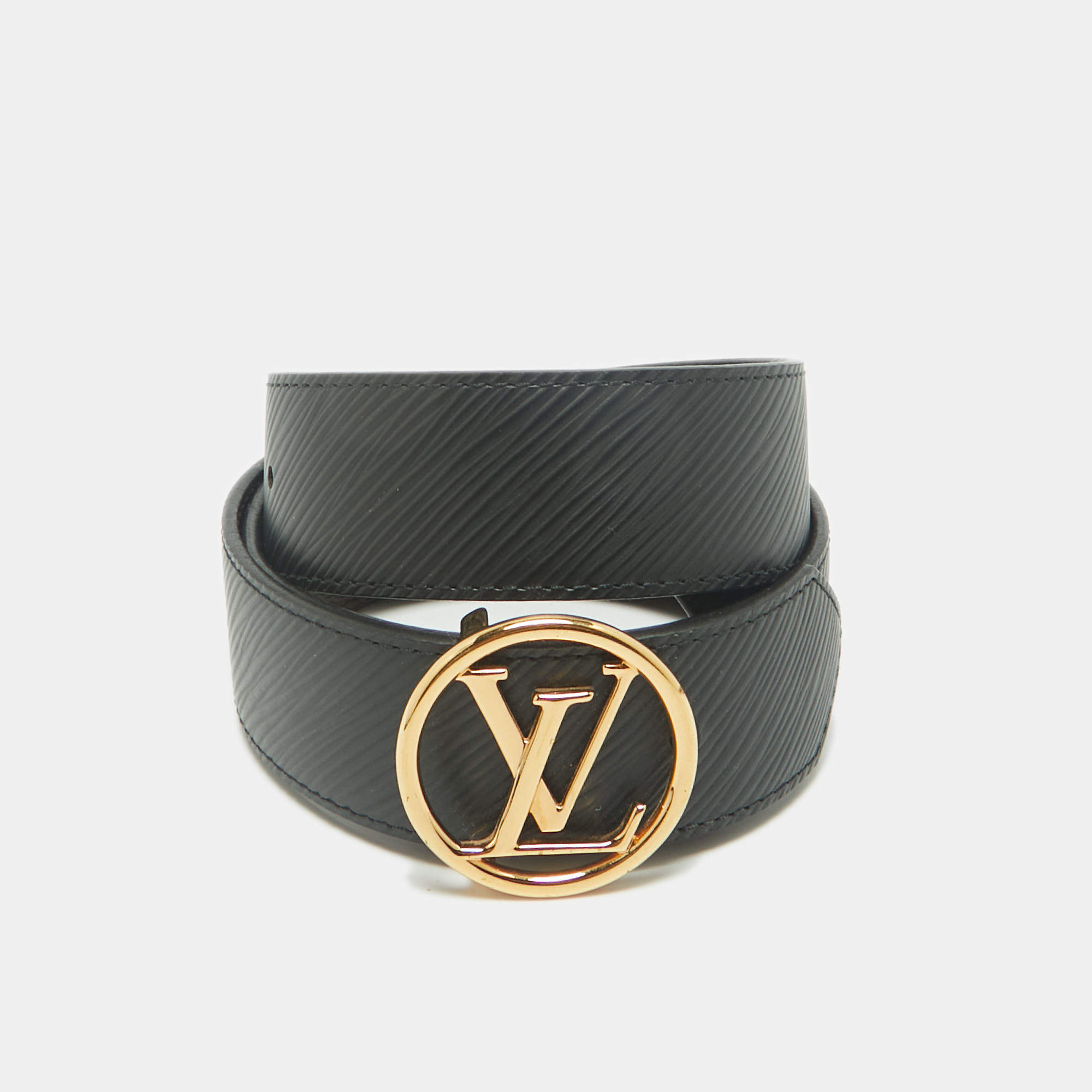 Pre Owned حزام لوي فيتون جلد إبي الأحمر وقماش المونوغرام بشعار LV القابل للعكس 80 سم