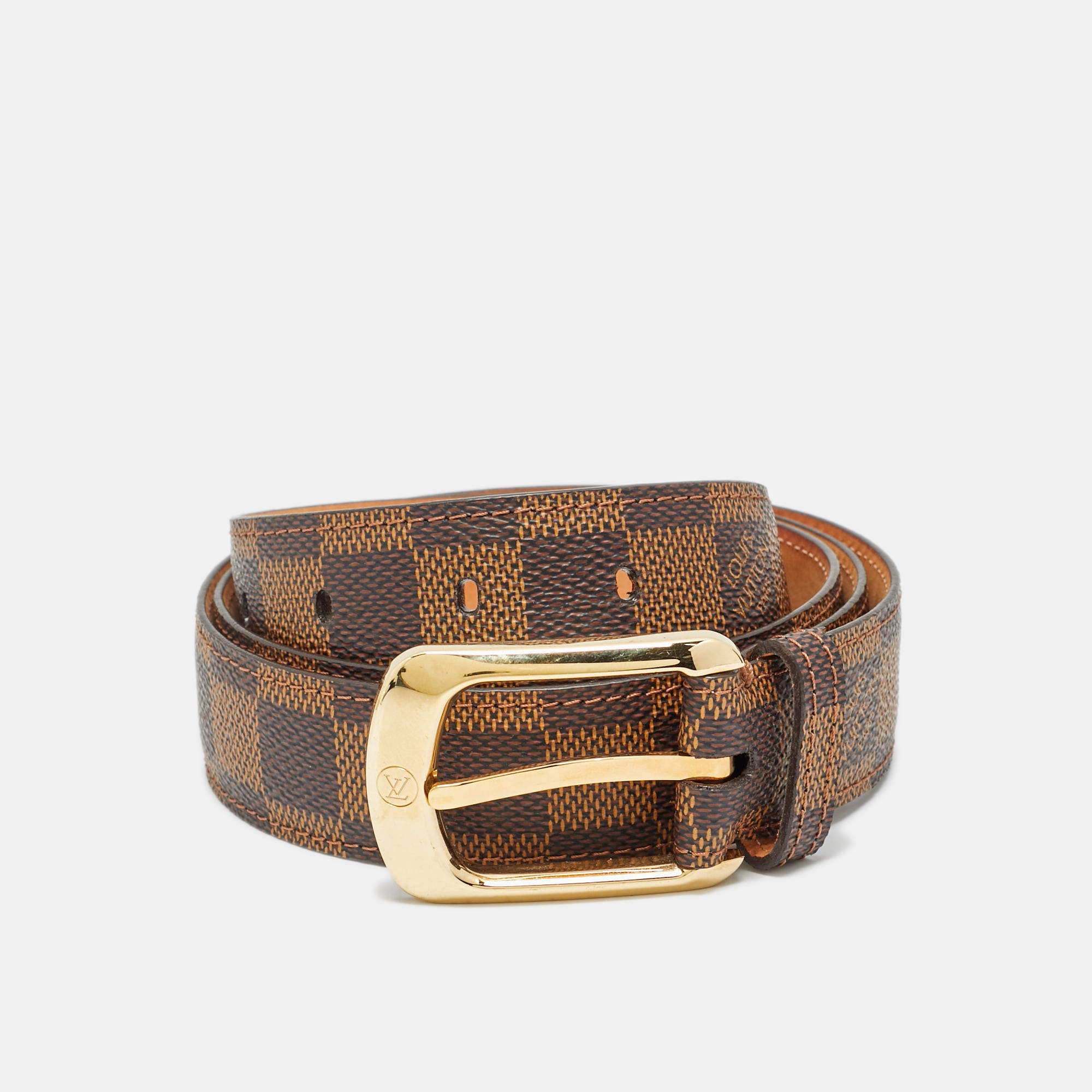 Pre Owned Louis Vuitton Damier Ebene Canvas Ellipse Belt 100CM