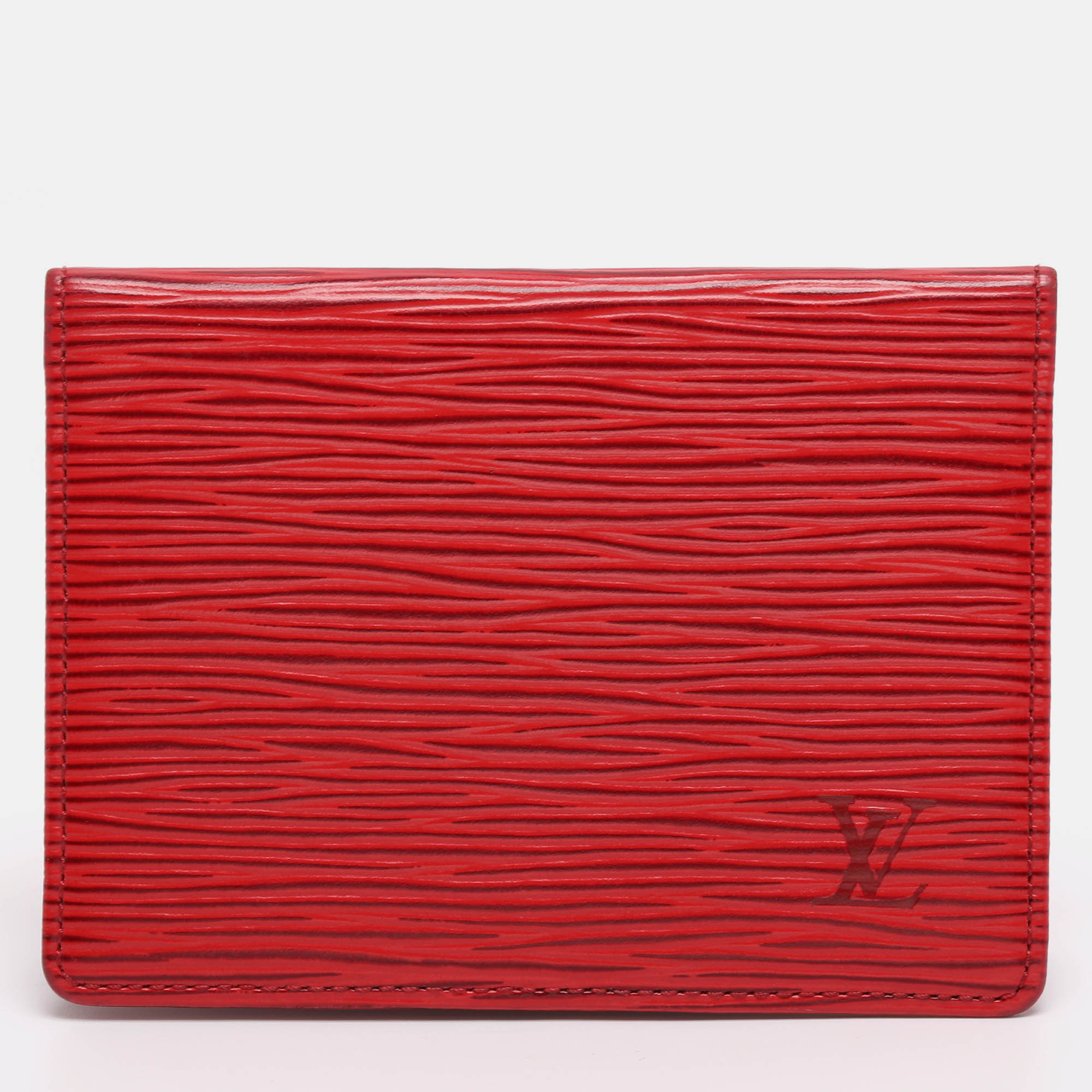 Pre Owned Louis Vuitton Red Epi Leather Porte 2 Cartes Vertical Pass Case