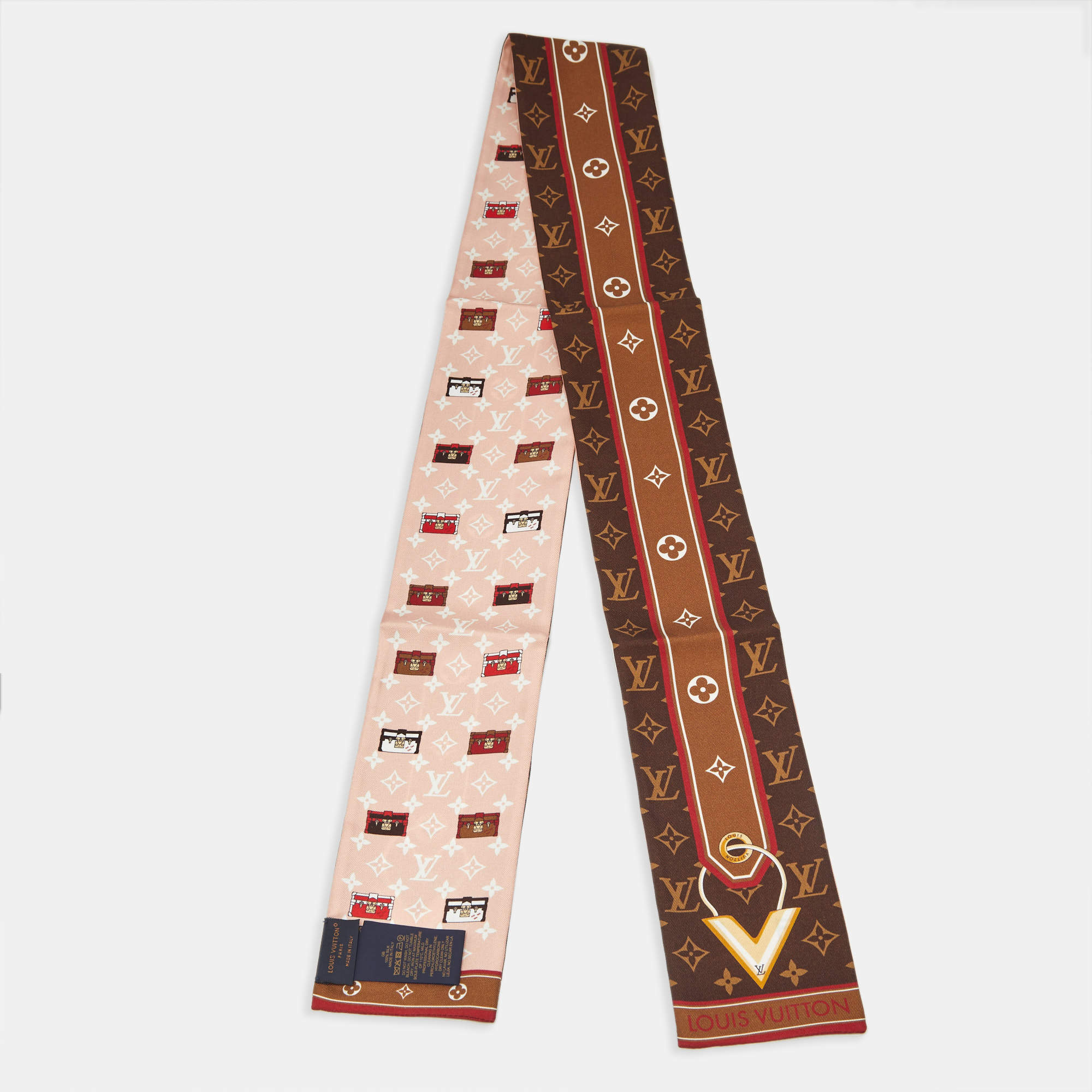 Pre Owned Louis Vuitton Brown Logo Monogram Silk Minimalle Bandeau 