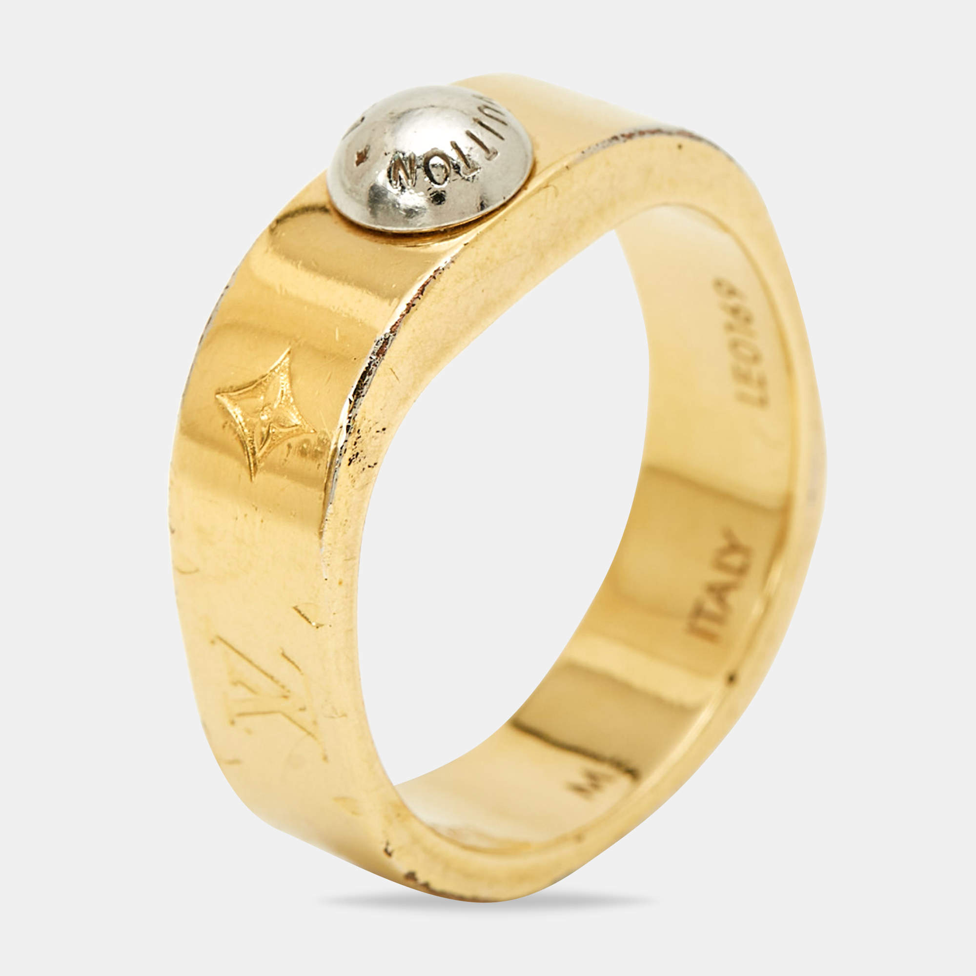Pre Owned Louis Vuitton Nanogram Two Tone Ring Size 54
