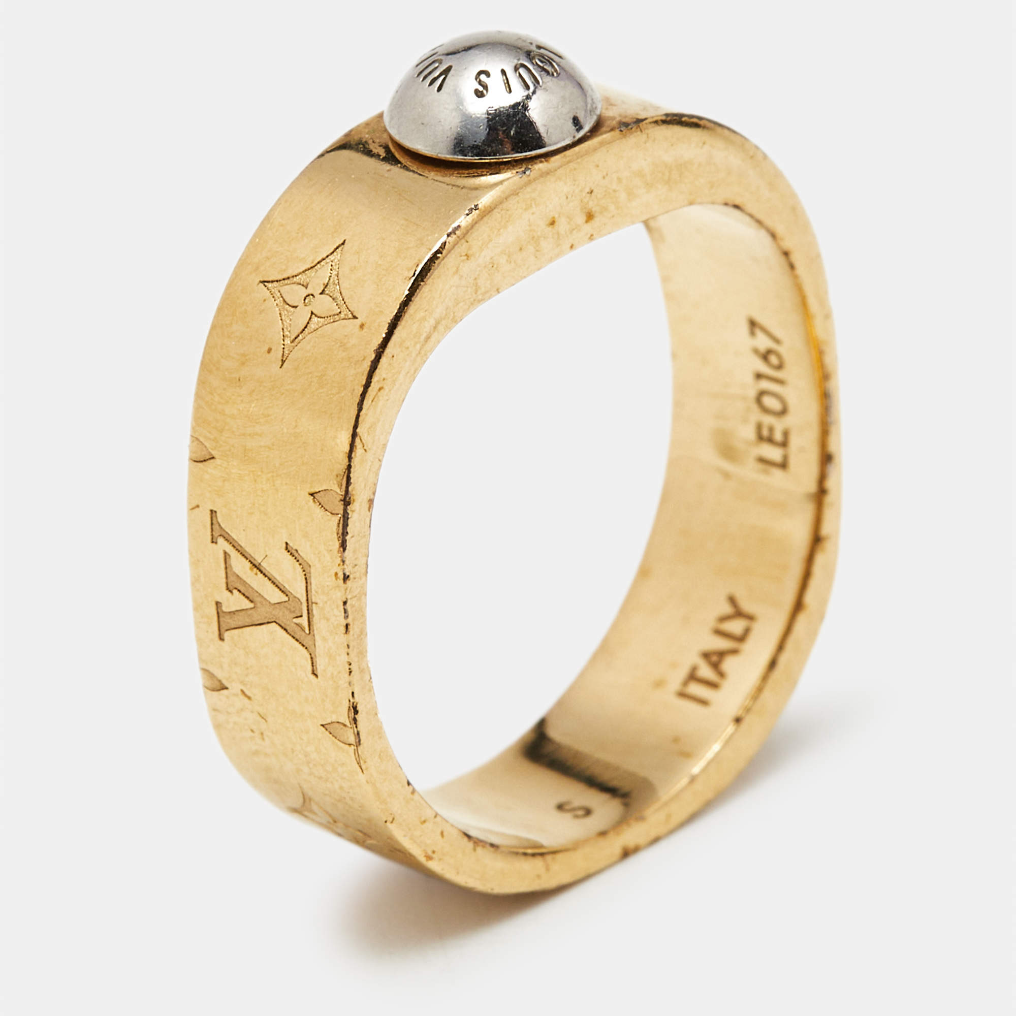 Pre Owned Louis Vuitton Nanogram Two Tone Ring Size 51