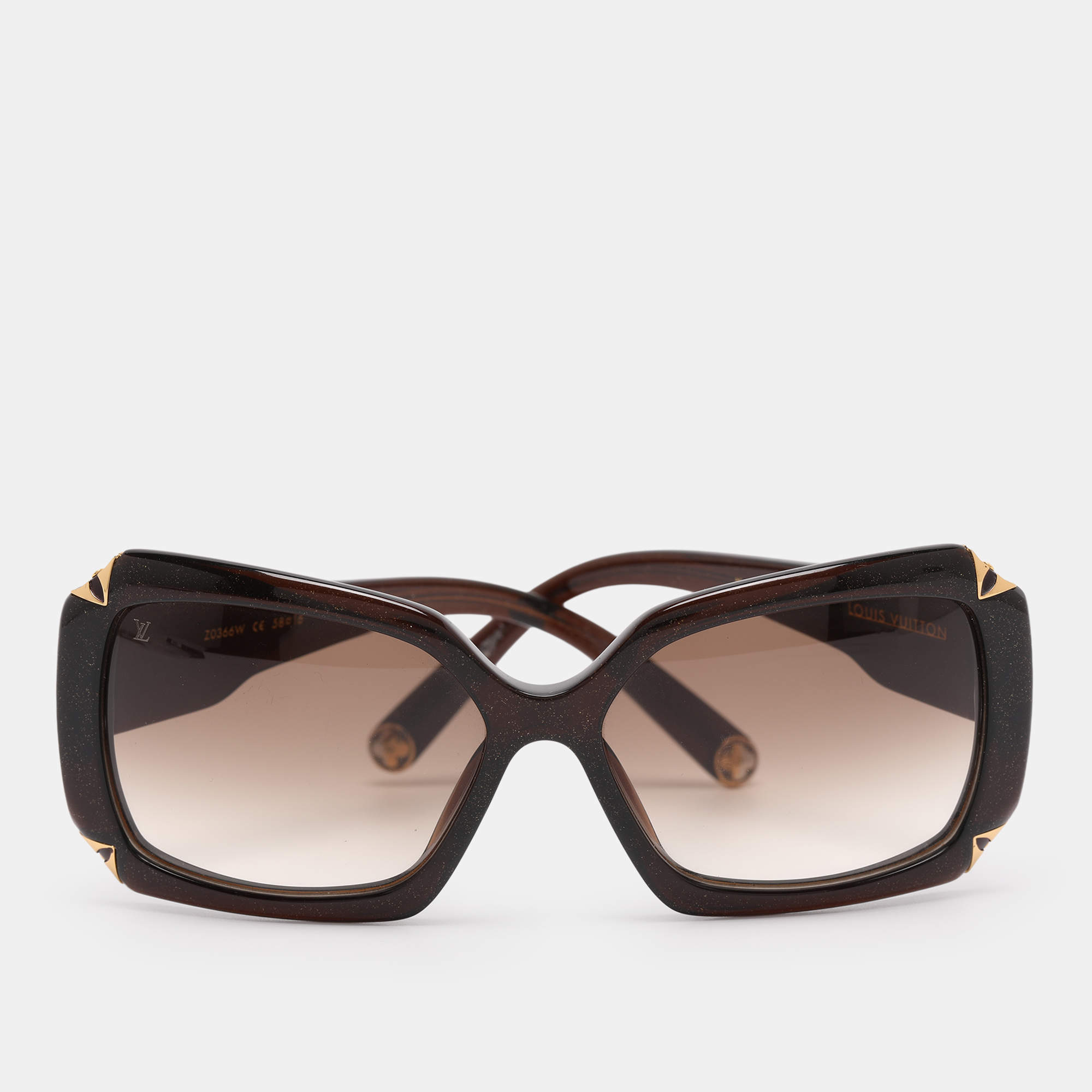 Pre Owned Louis Vuitton Dark Brown Z0366W  Hortensia Square Sunglasses