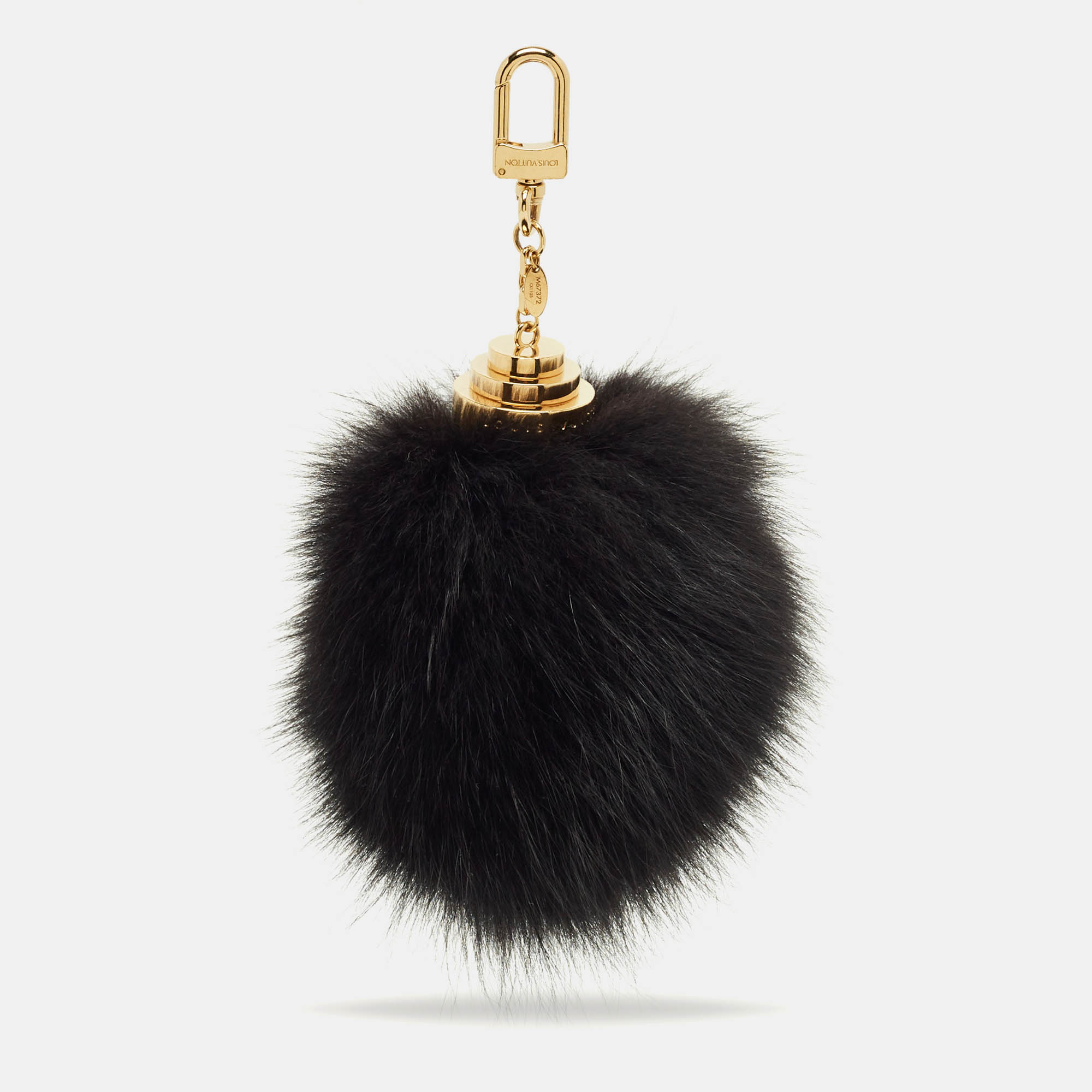 Pre Owned Louis Vuitton Black Mink Fur Fuzzy Bubble Bag Charm