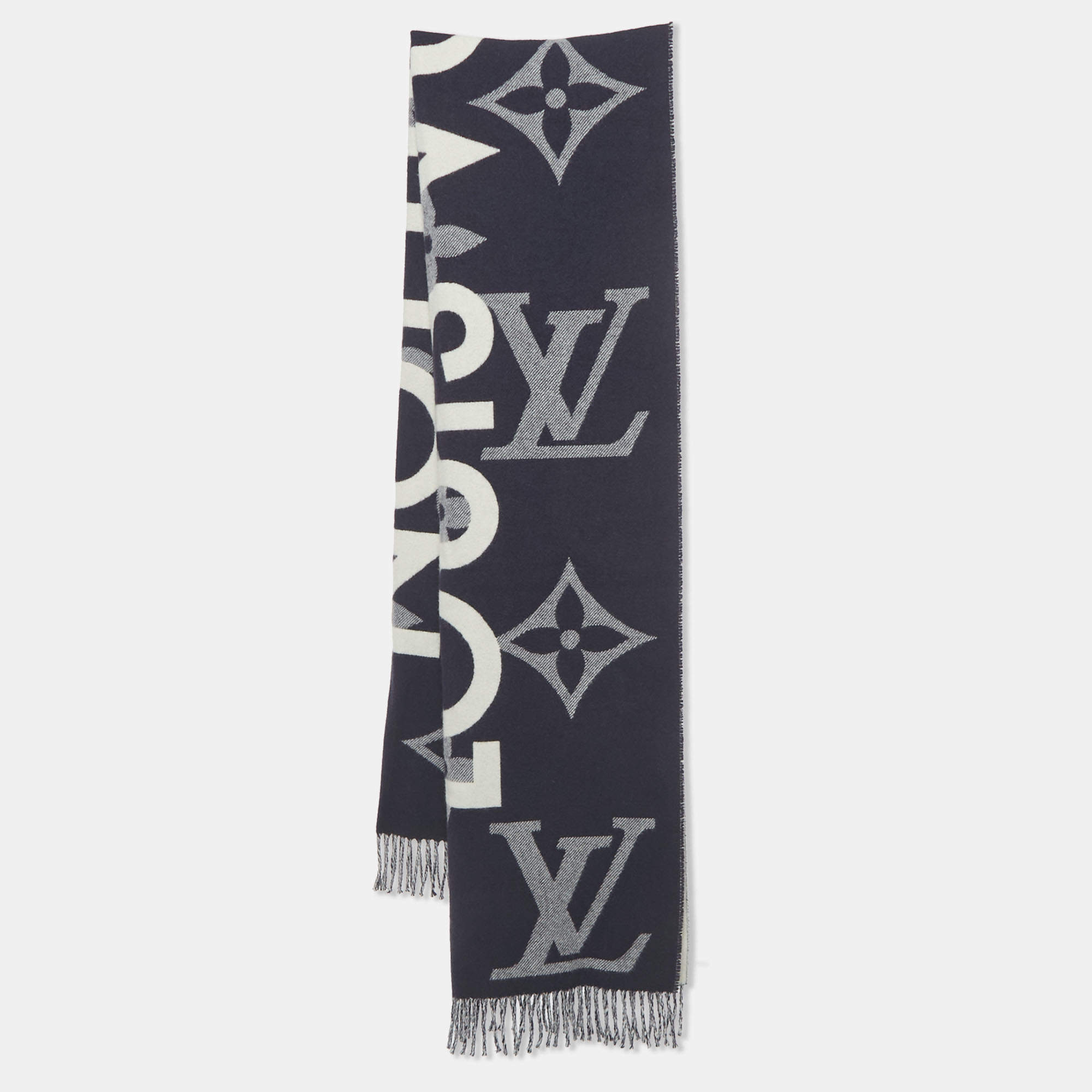 مملوكة مسبقًا Louis Vuitton Navy Blue/White Monogram Cashmere Stole 
