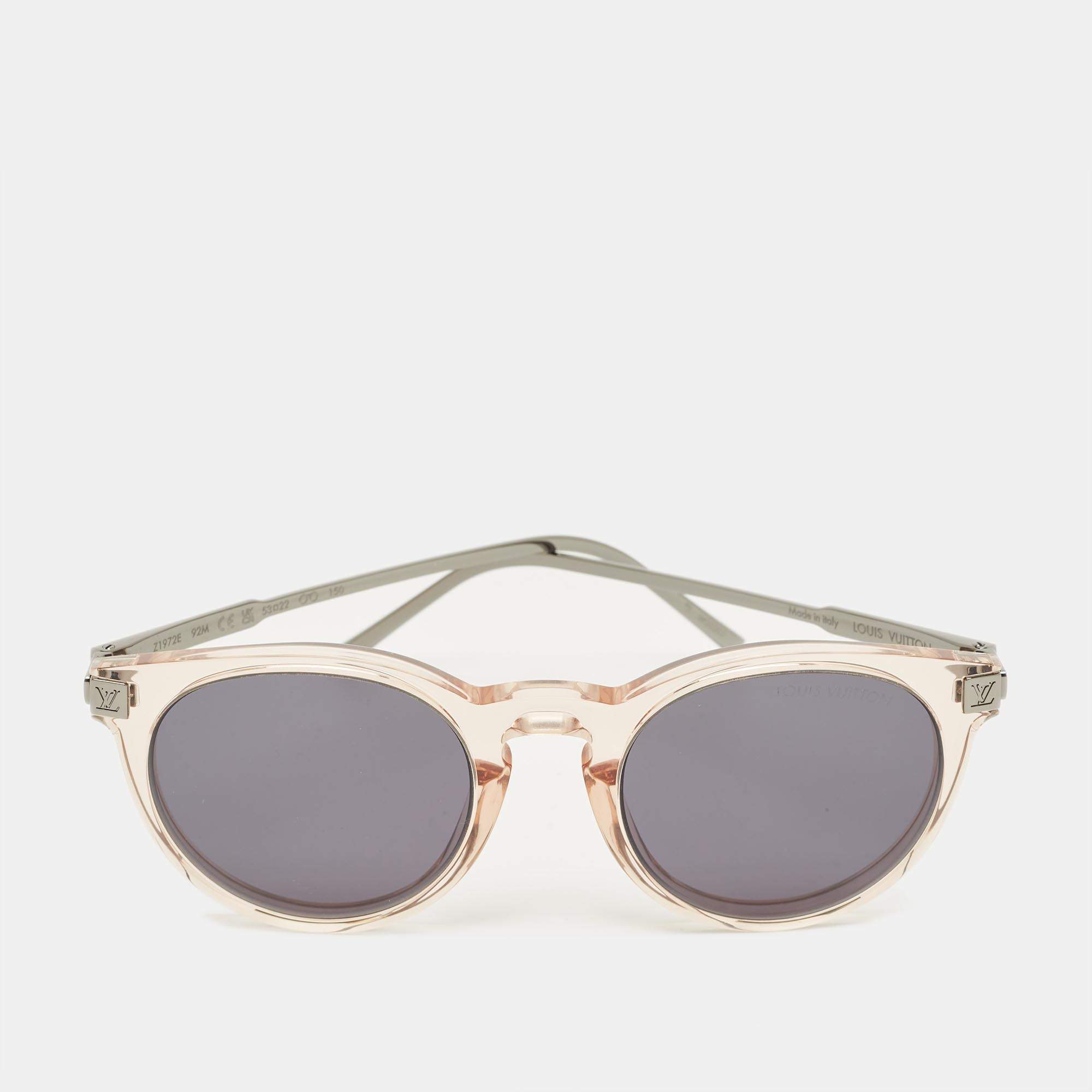 Pre Owned Louis Vuitton Grey/Peach Z1972E LV Rise Round Sunglasses