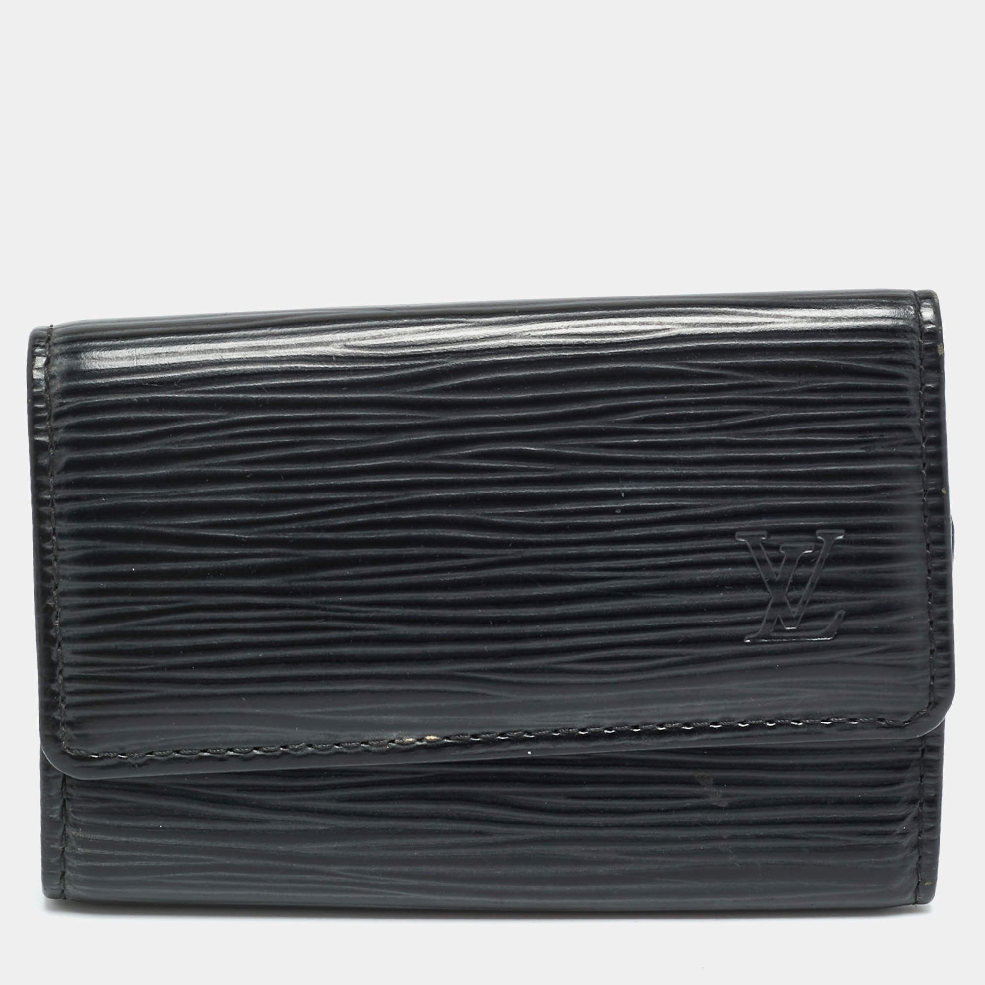 Pre Owned Louis Vuitton 6 Key Holder Black Epi Leather