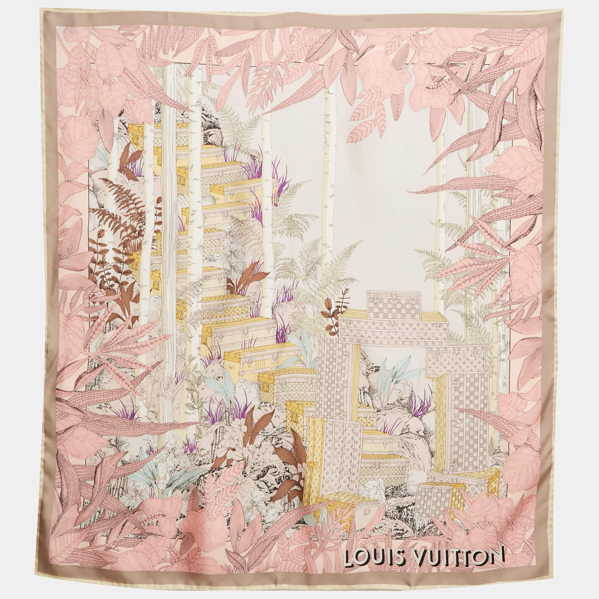 مملوكة مسبقًا وشاح حرير لويس فيتون وردي غابة مسحورة