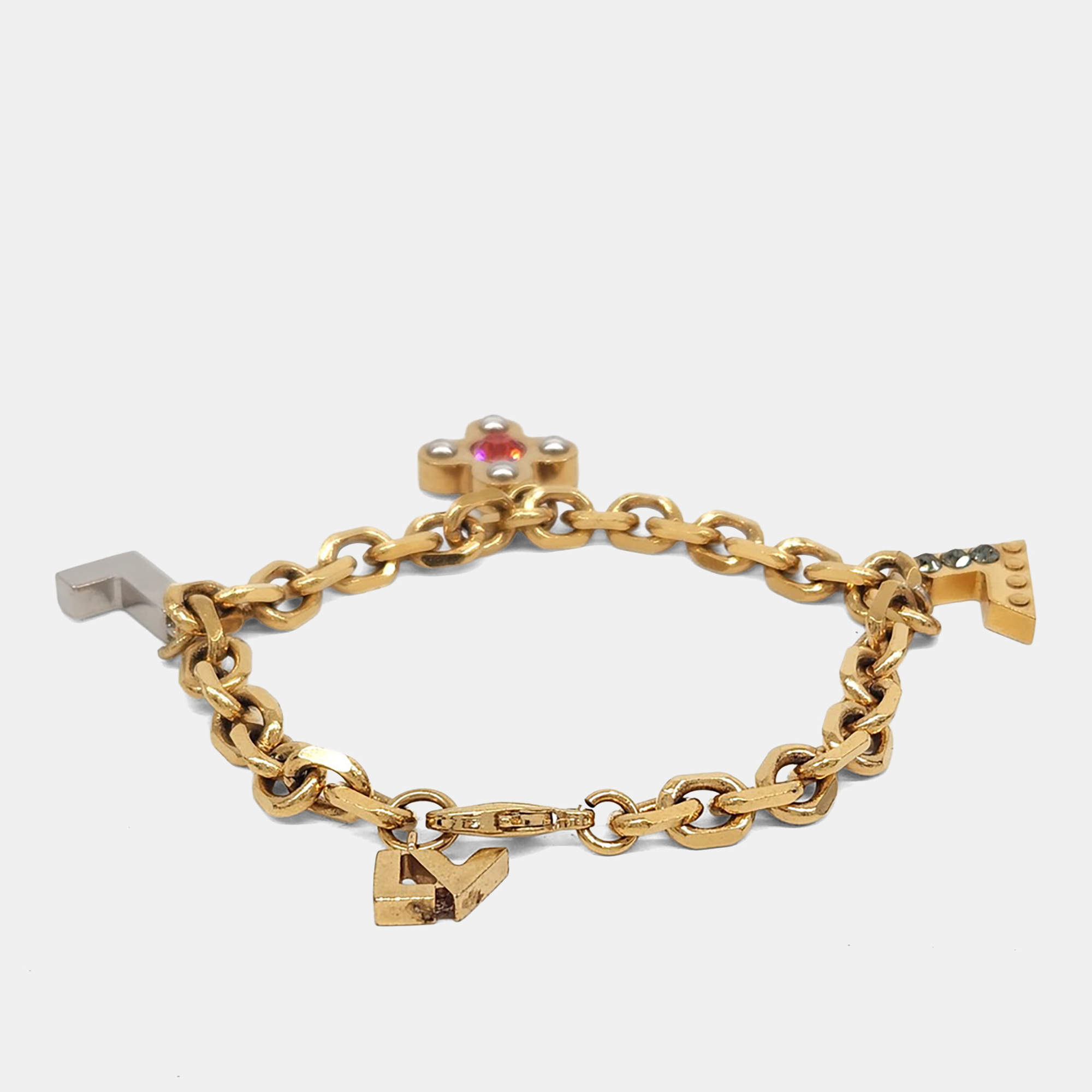 Pre Owned Louis Vuitton Gold Plated Love Letter Bracelet