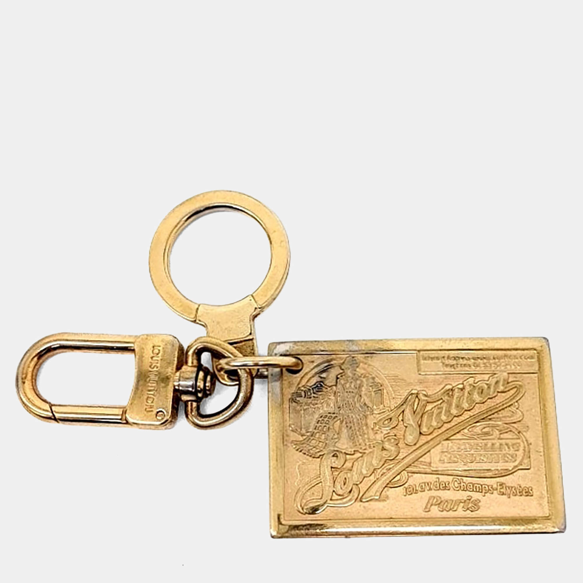 Pre Owned Louis Vuitton Gold Tone Key Ring and Bag charm