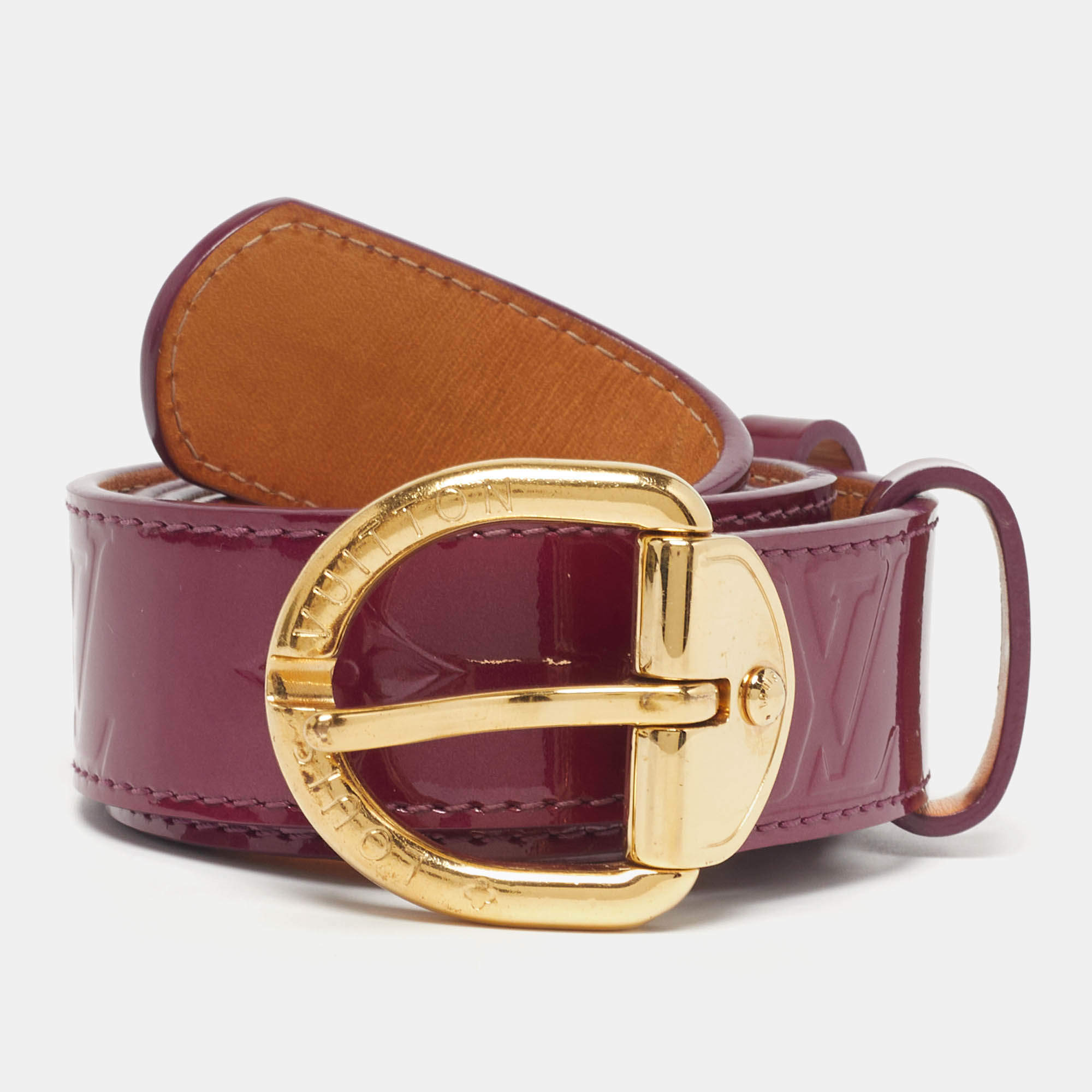 Pre Owned Louis Vuitton 80CM Buckle Belt Violette Monogram Vernis Leather