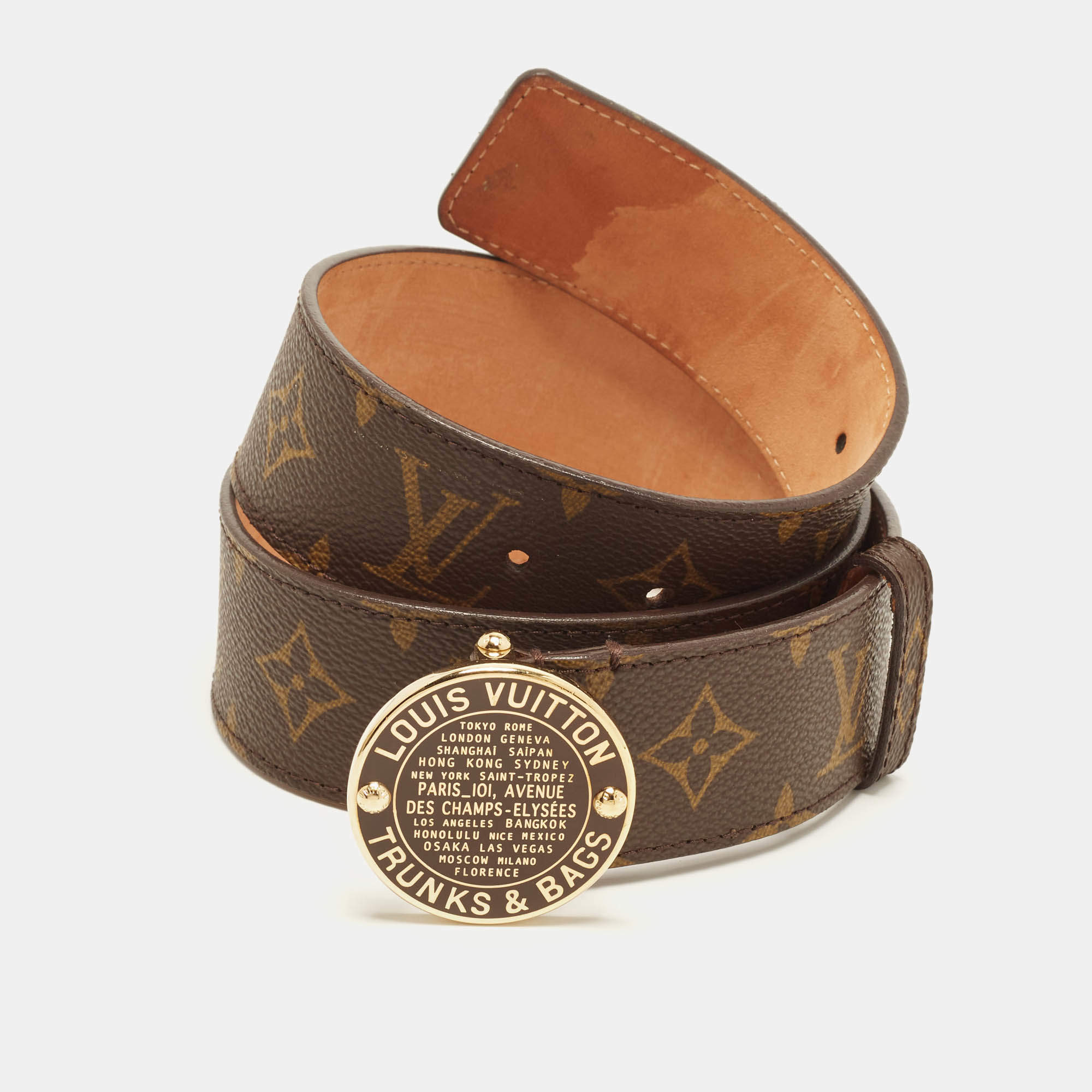 Pre Owned Louis Vuitton Trunks and Bags 80 CM Buckle Belt Monogram Canvas