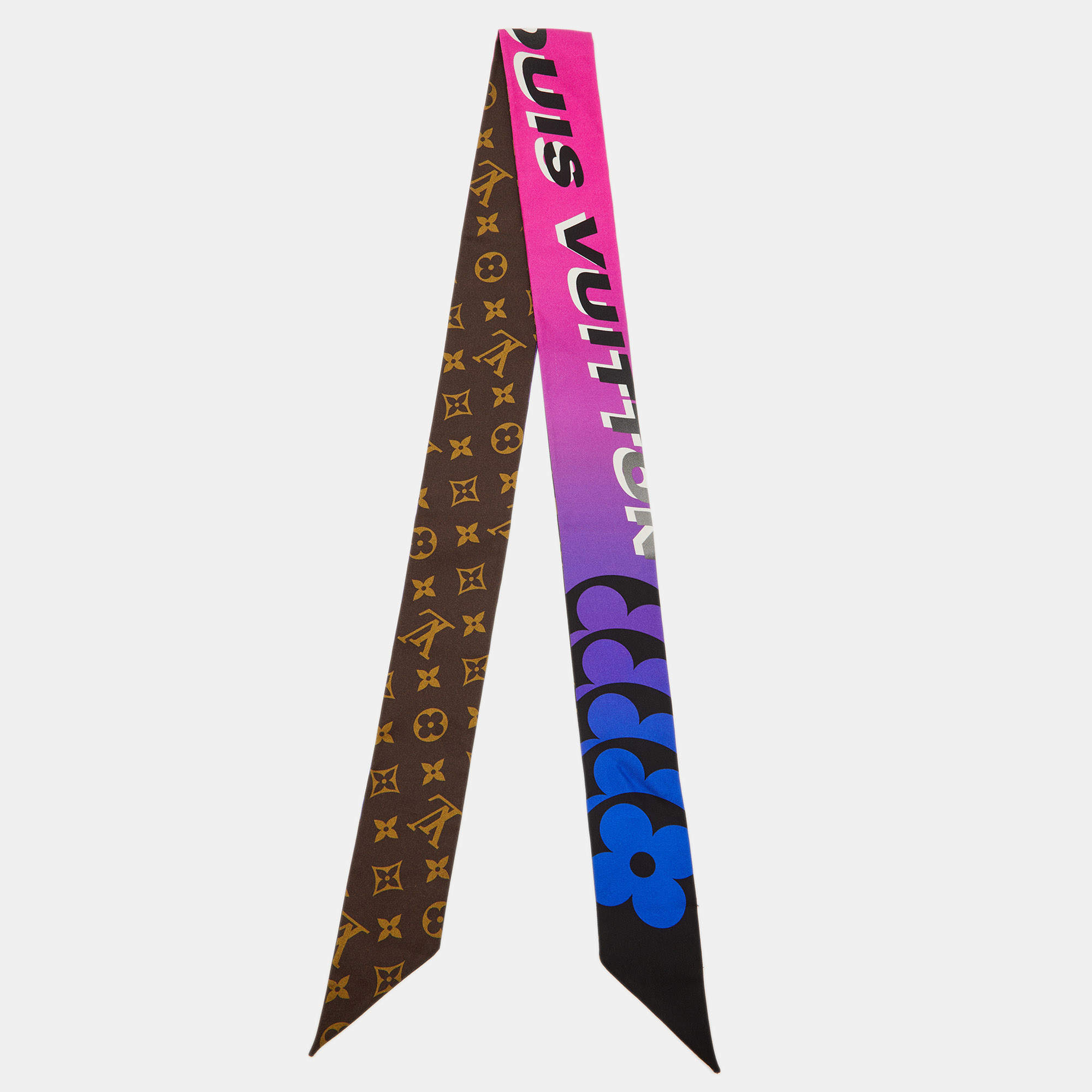 Pre Owned Louis Vuitton Multicolor Speedy Race Monogram Silk Bandeau Scarf