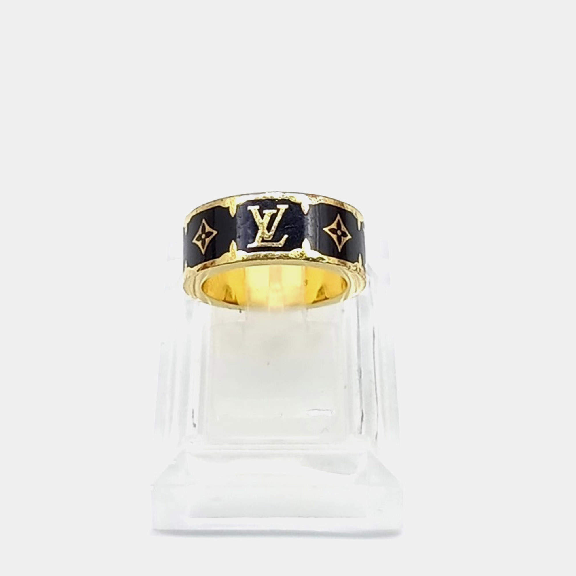 Pre Owned Louis Vuitton Nanogram Enamel Ring EU 50