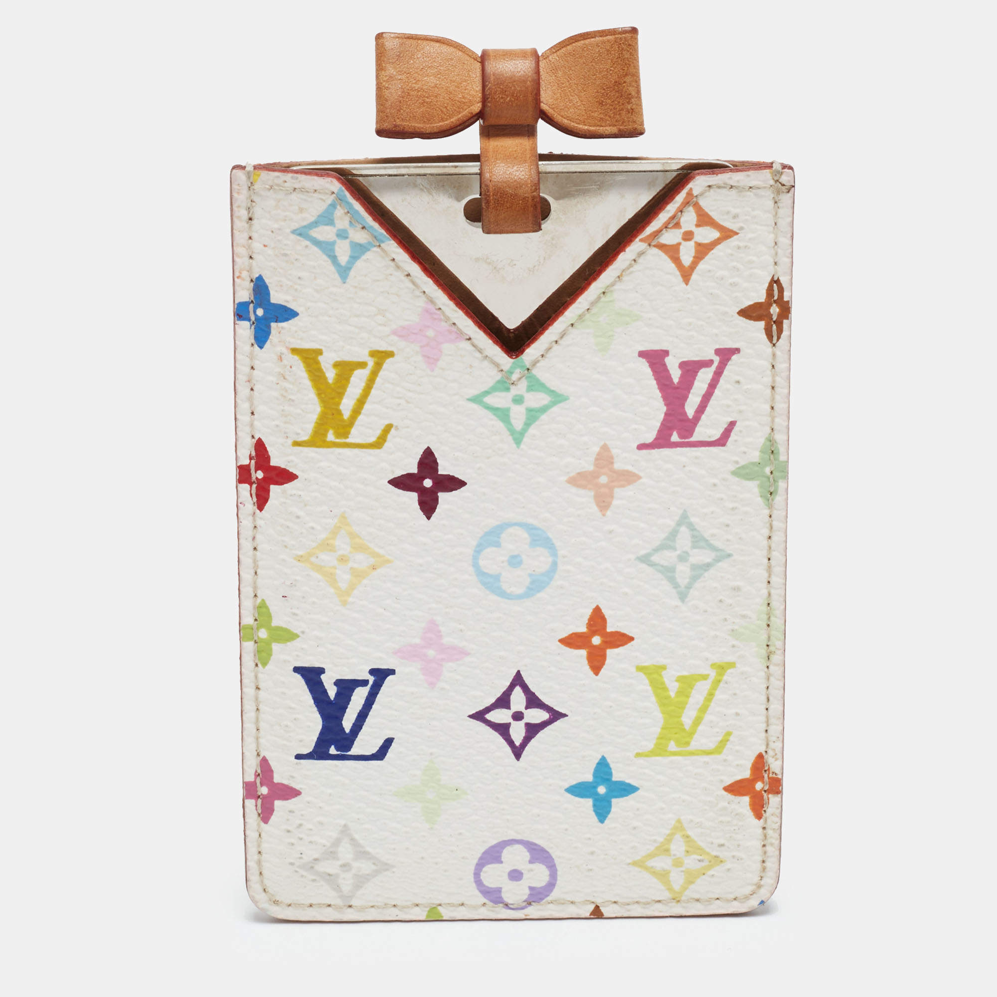 Pre Owned Louis Vuitton White Monogram Multicolore Canvas Etui Miroir