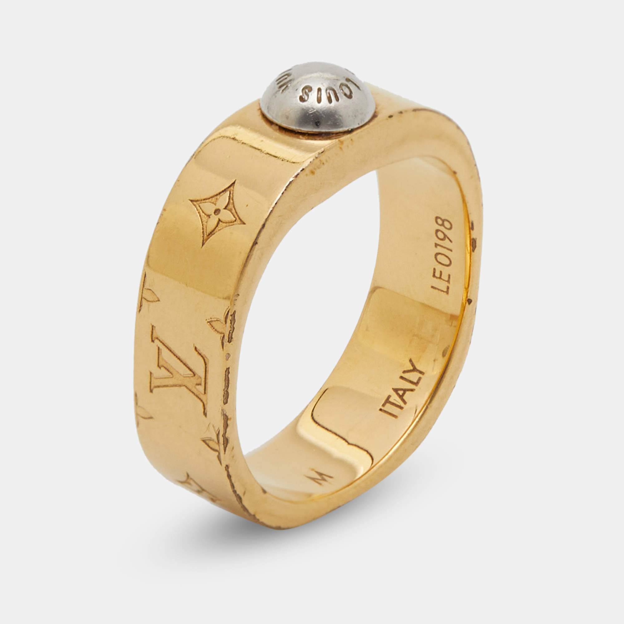 مملوكة مسبقًا Louis Vuitton Nanogram Two Tone Band Ring Size 54