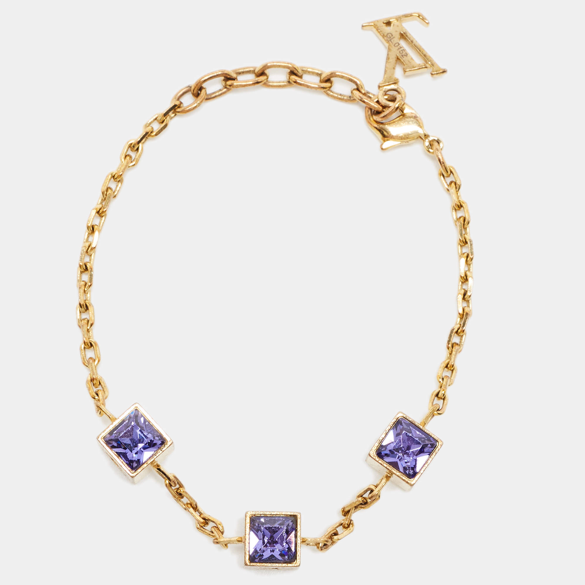 Pre Owned Louis Vuitton Gamble Crystals Gold Tone Bracelet