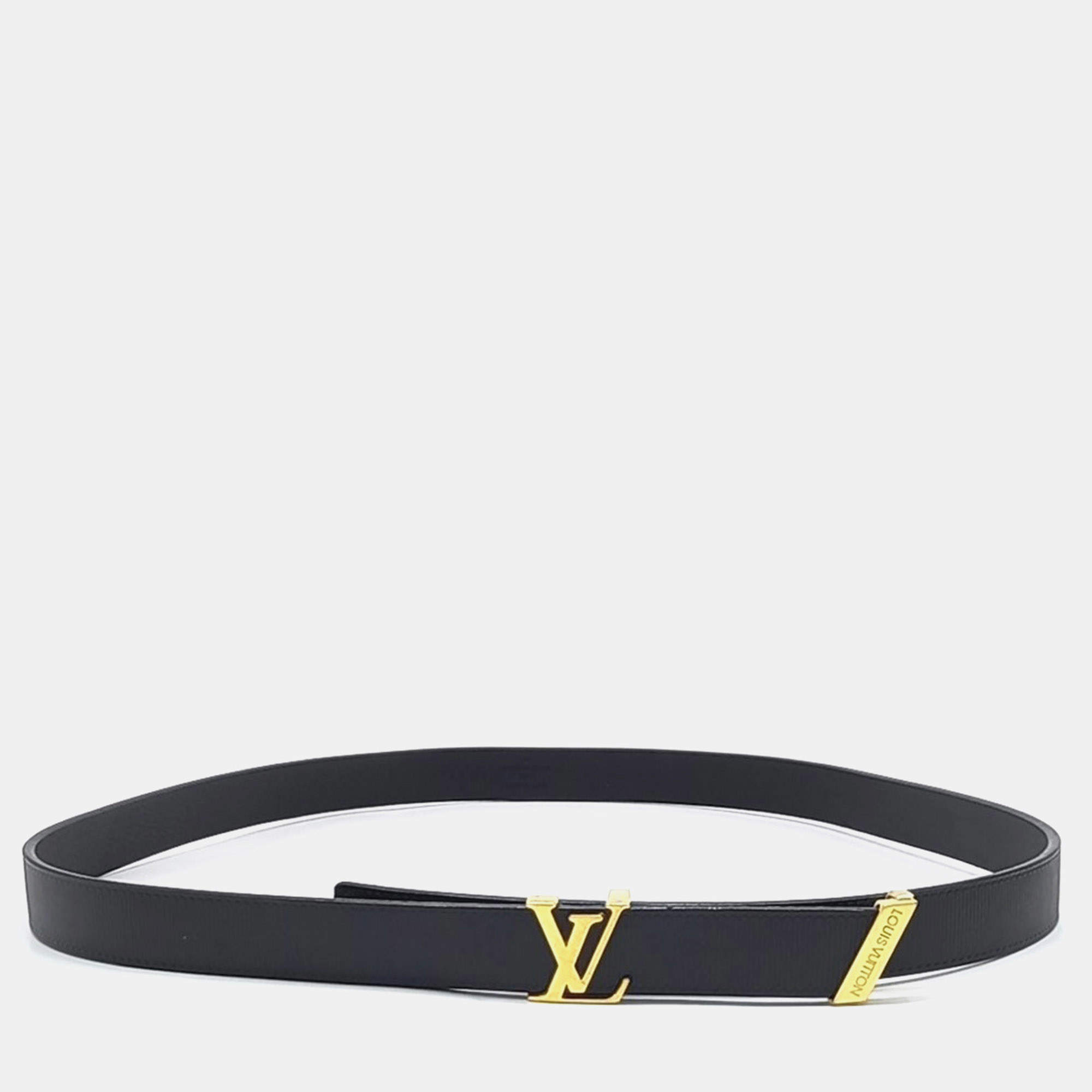 Pre Owned Louis Vuitton LV Initial Couture Black Leather Belt