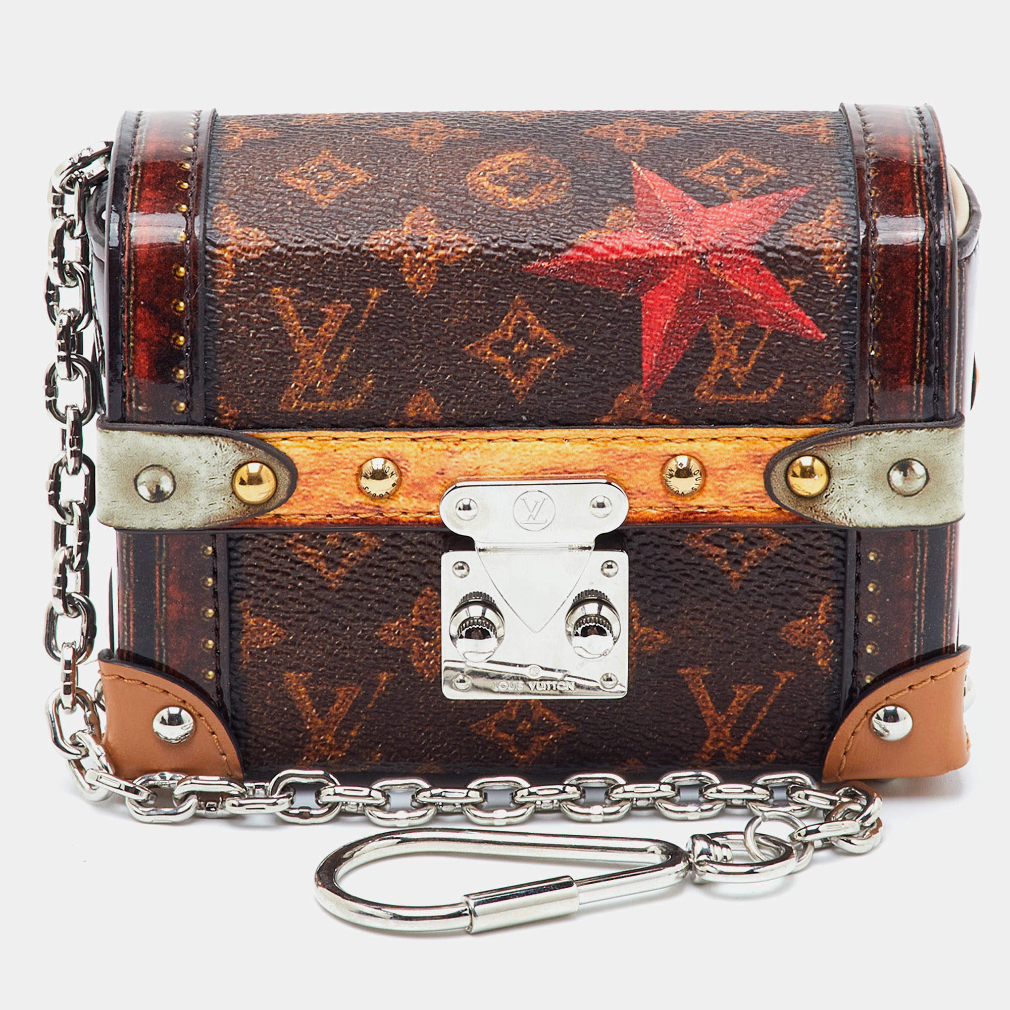 Pre Owned Louis Vuitton Monogram Canvas Time Trunk Essential Trunk Key Chain and Bag Charm 