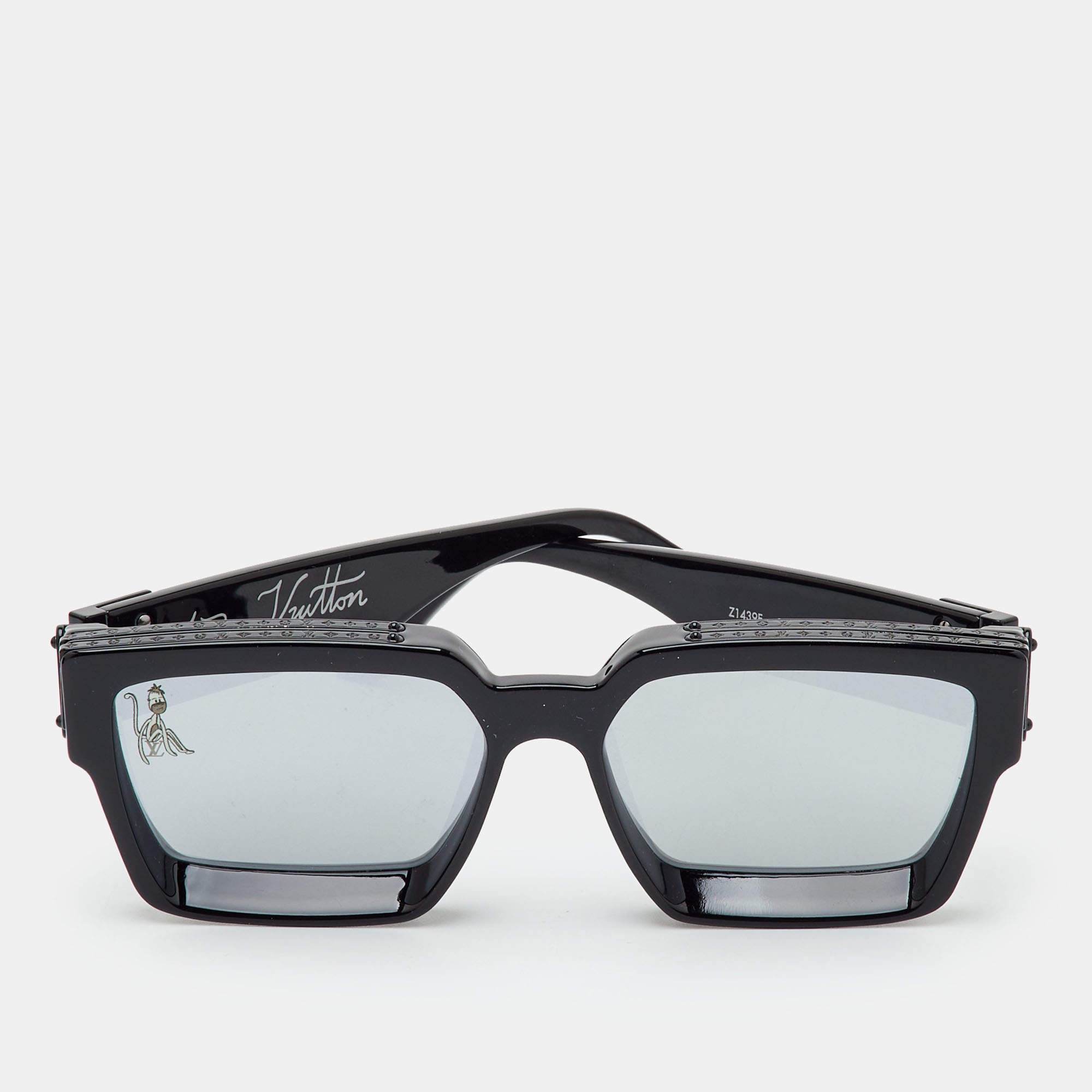 Pre Owned Louis Vuitton Black 1.1 Millionaires Z1439E Rectangle Sunglasses 