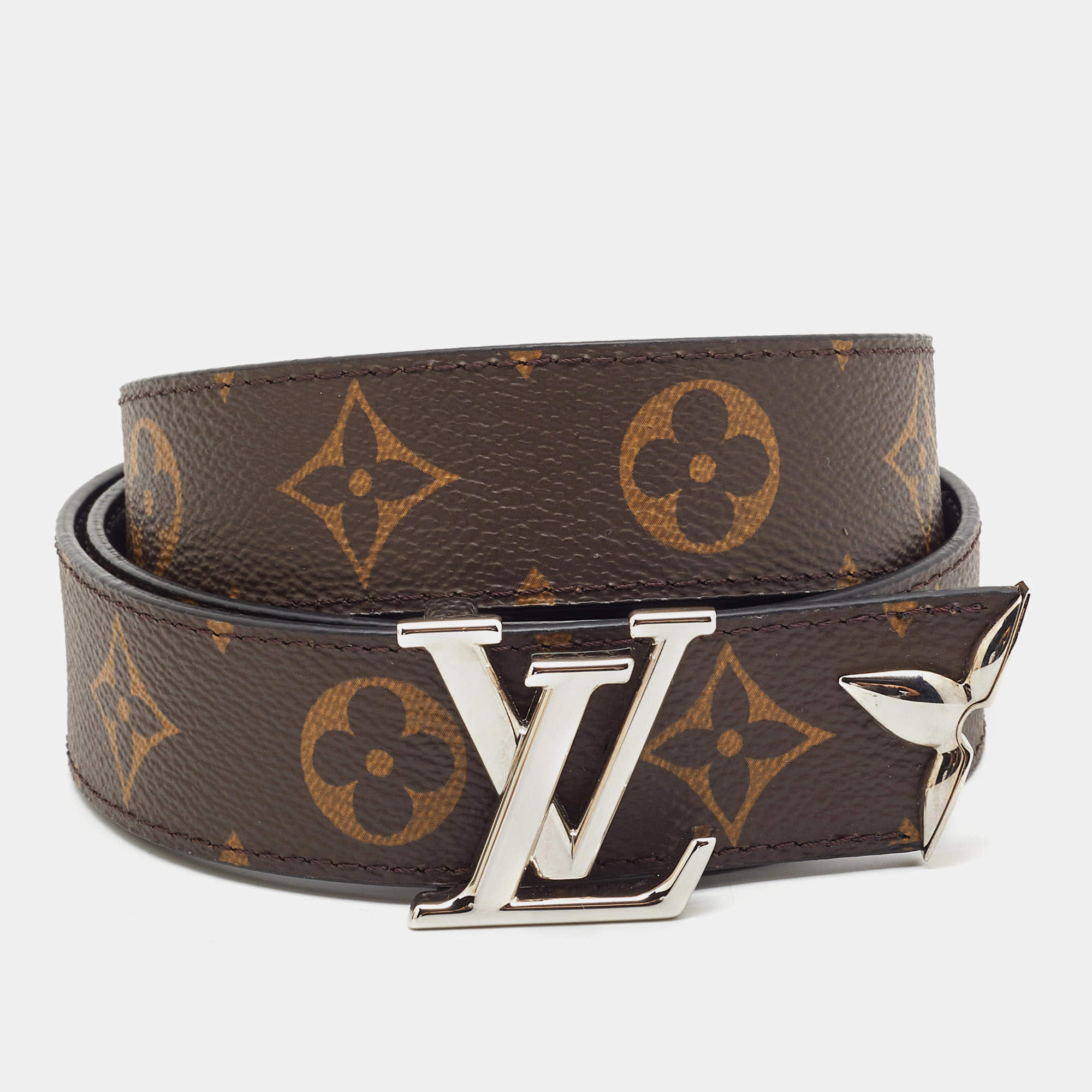 Pre Owned Louis Vuitton Pretty 90 cm Reversible Buckle Belt Monogram Canvas and Leather 