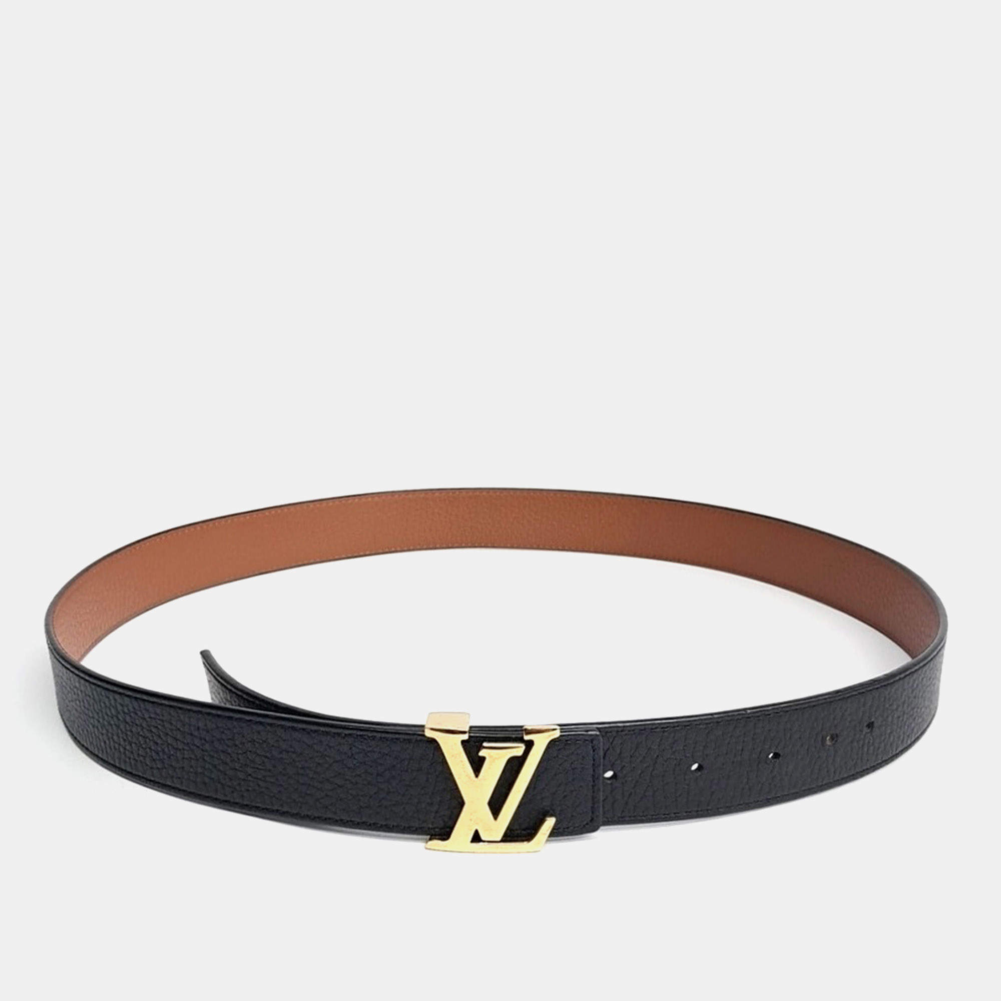 مملوكة مسبقًا Louis Vuitton Black/Brown Leather Reversible LV Belt