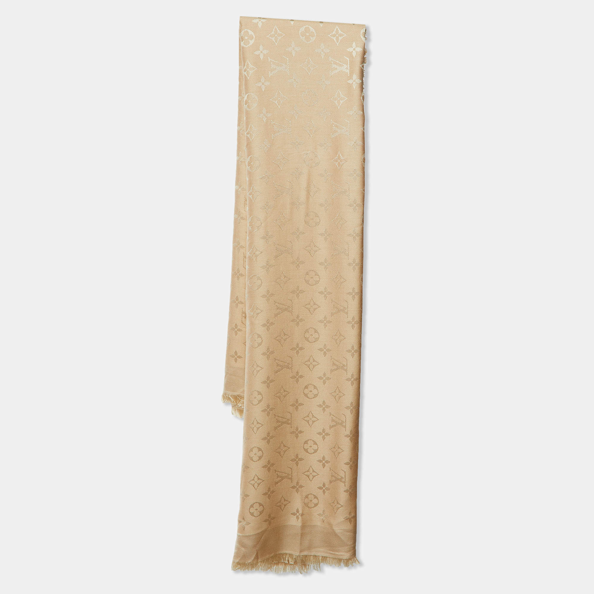 Pre Owned Louis Vuitton Dune Classique Monogram Silk & Wool Shawl