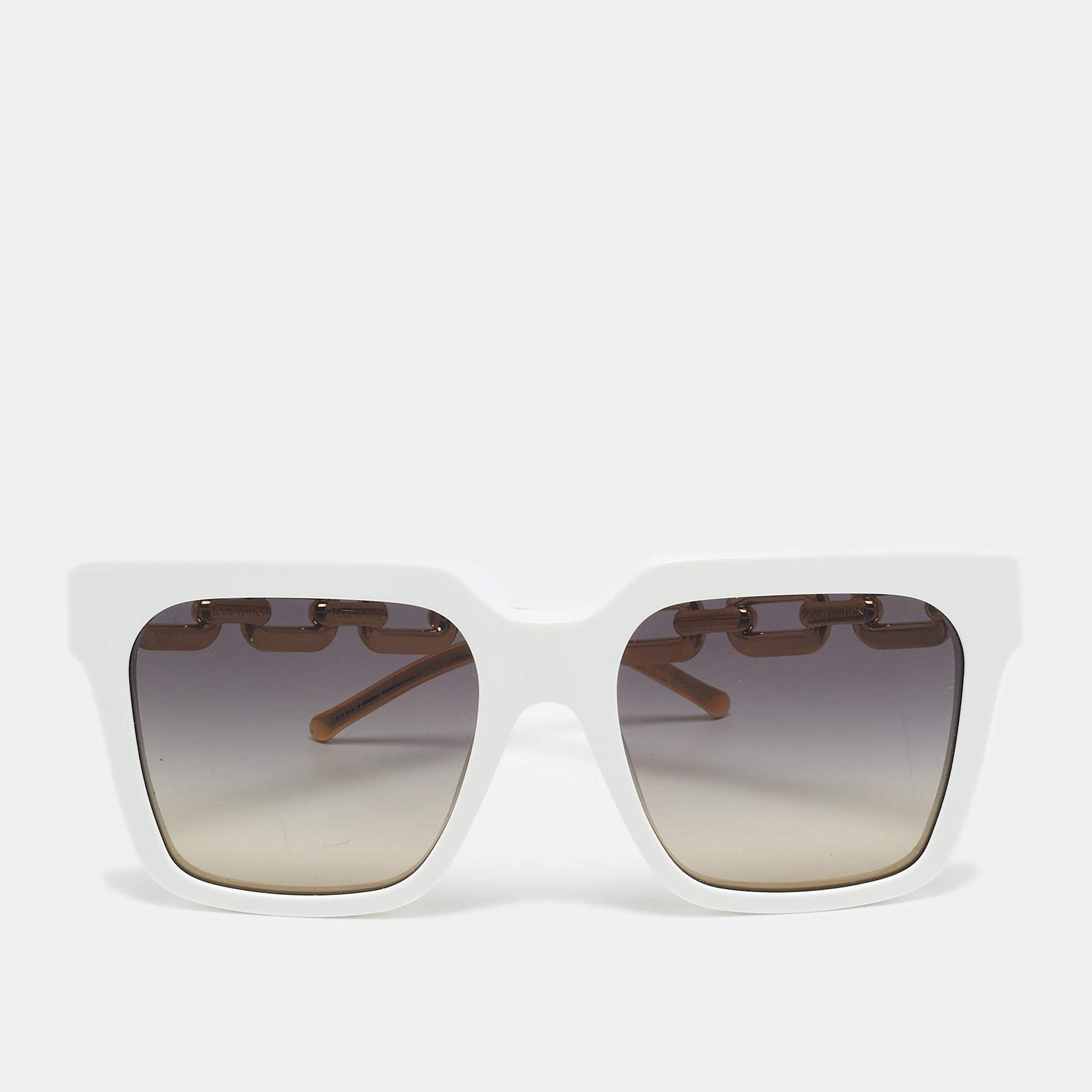 Pre Owned Louis Vuitton White/Black Gradient Edge Square Sunglasses