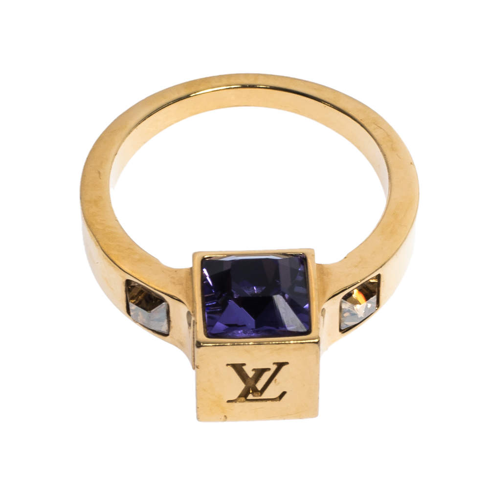 Louis Vuitton Gold Tone Crystal Gamble Ring Size EU 53 at 1stDibs  lv  crystals ring, louis vuitton ring heren, louis vuitton gamble ring