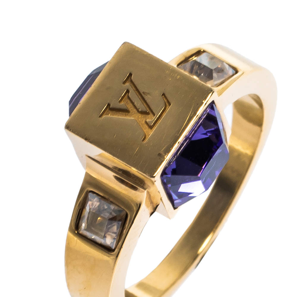 Louis Vuitton Gamble Ring Metal with Crystals Gold 1033493